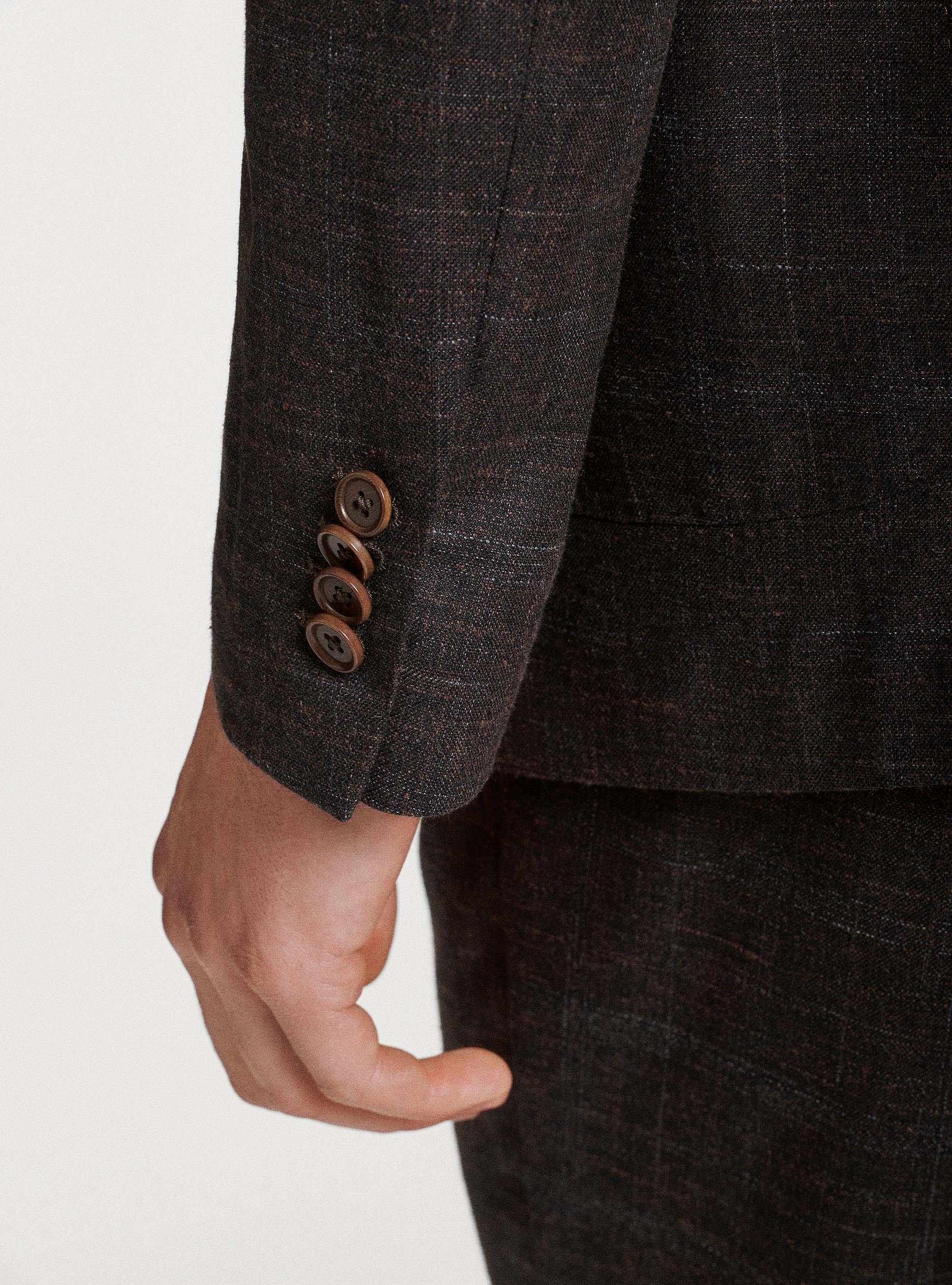 Giacca per abito in lana cotone e lino Marlane, MARRONE