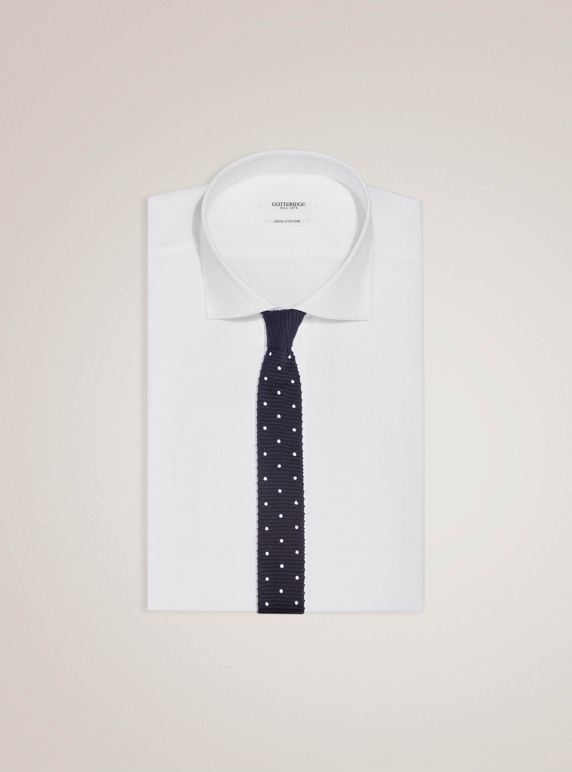 Cravatta in maglia fantasia pois, BLU NAVY