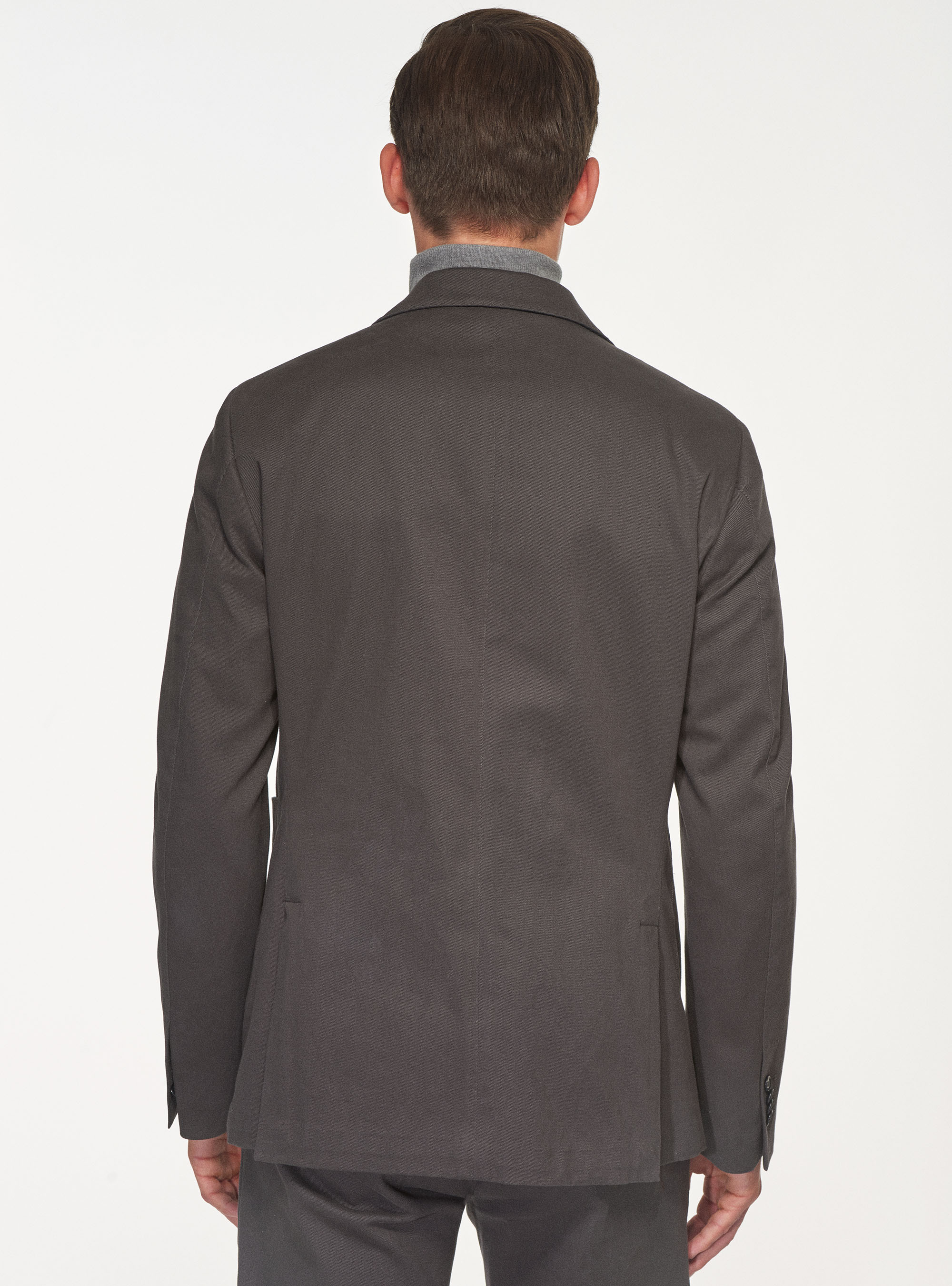 Giacca monopetto in cotone smerigliato, ASFALTO