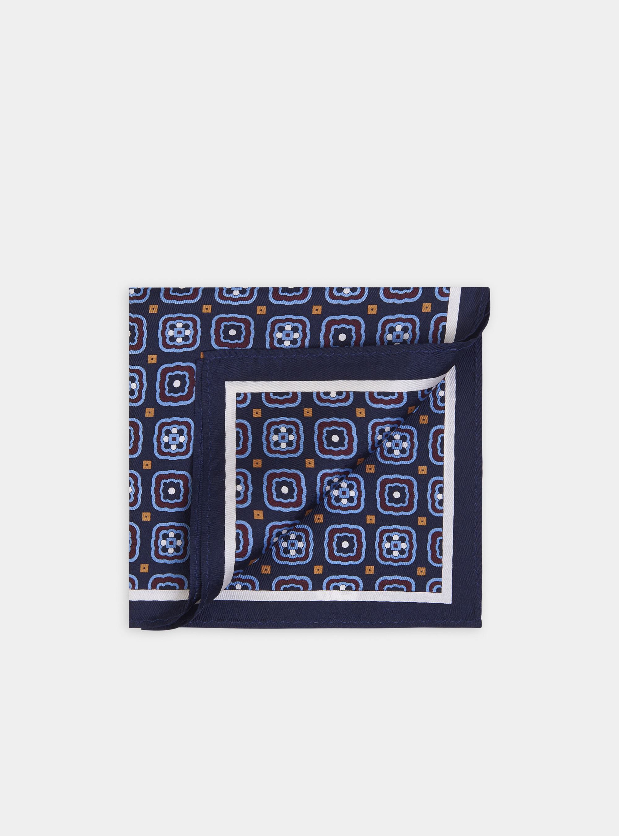 Pochette seta fantasia stampata, BLU NAVY