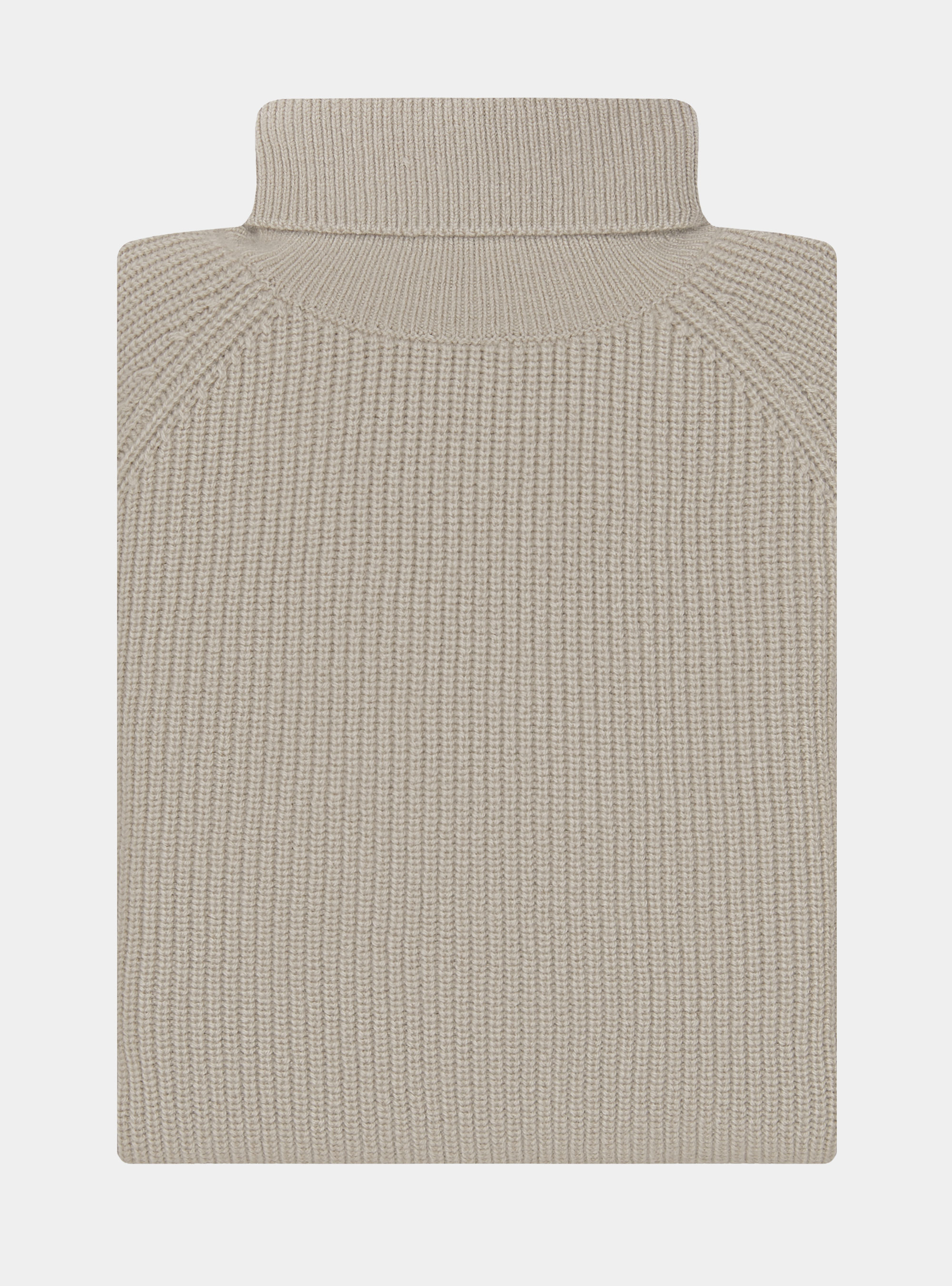 Maglia collo alto a costa perlata in lana merino, SABBIA