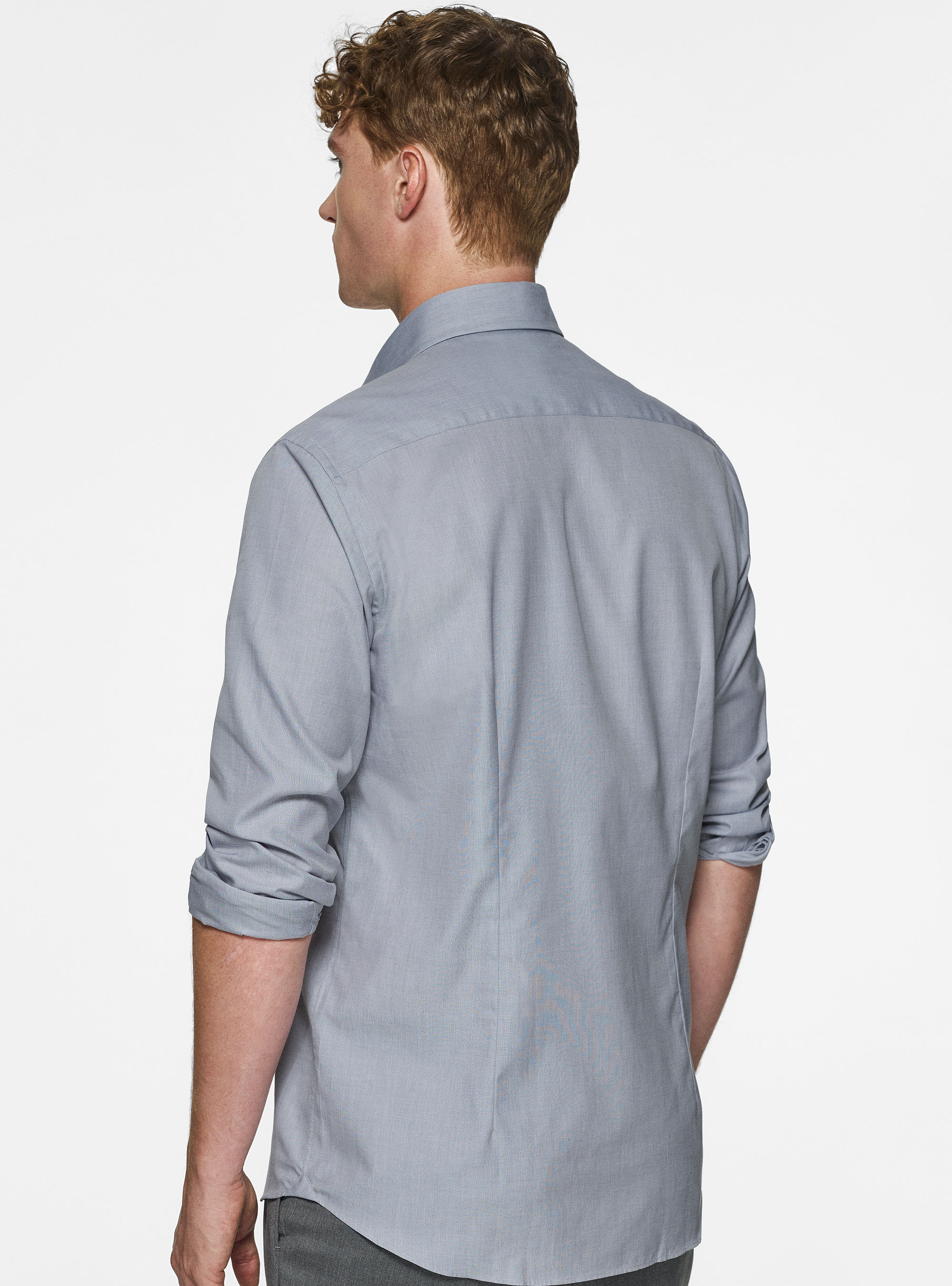 Chemise en coton fil à fil, GRIGIO MELANGE 0151C
