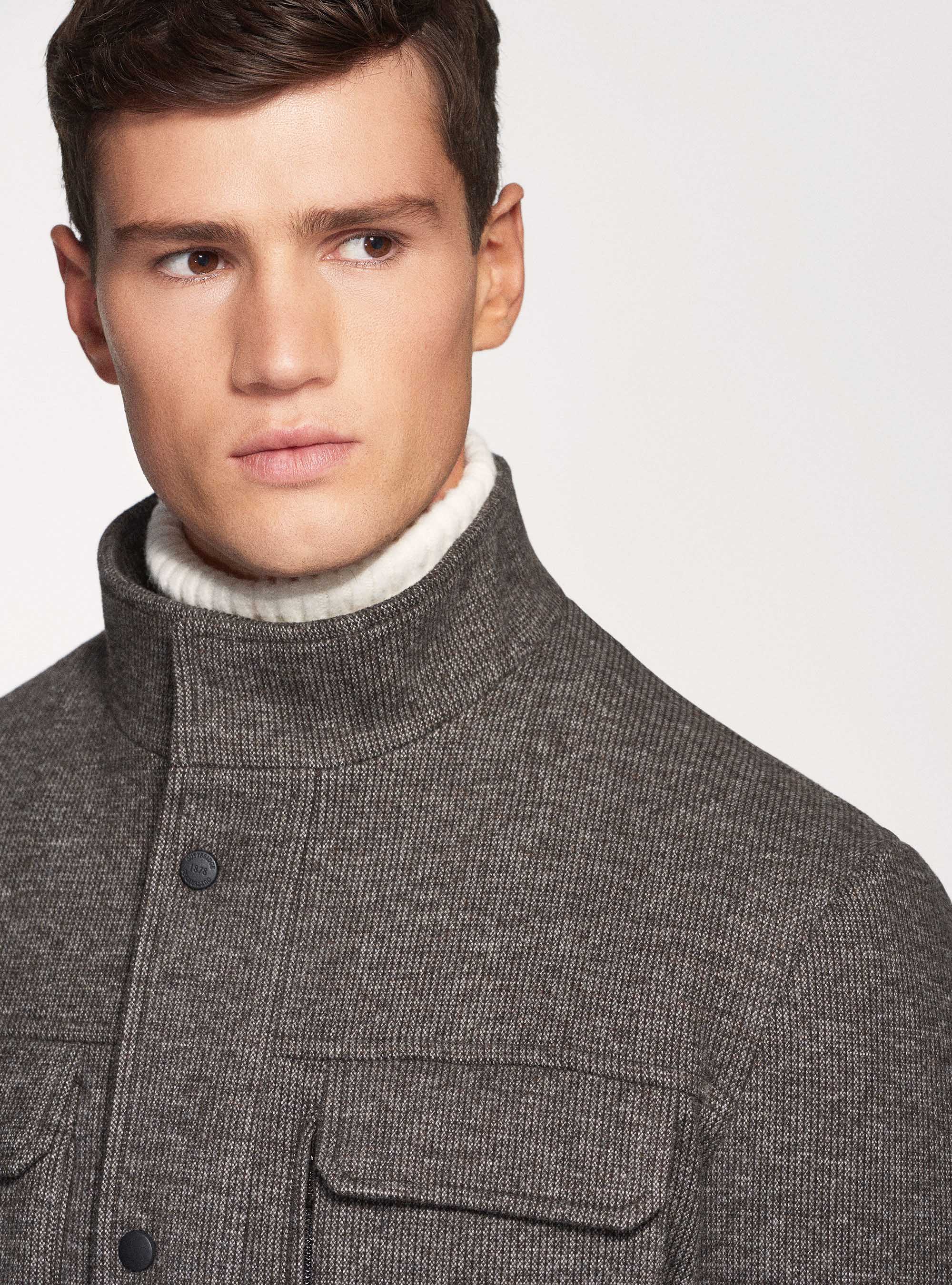 Field jacket in misto lana, MARRONE