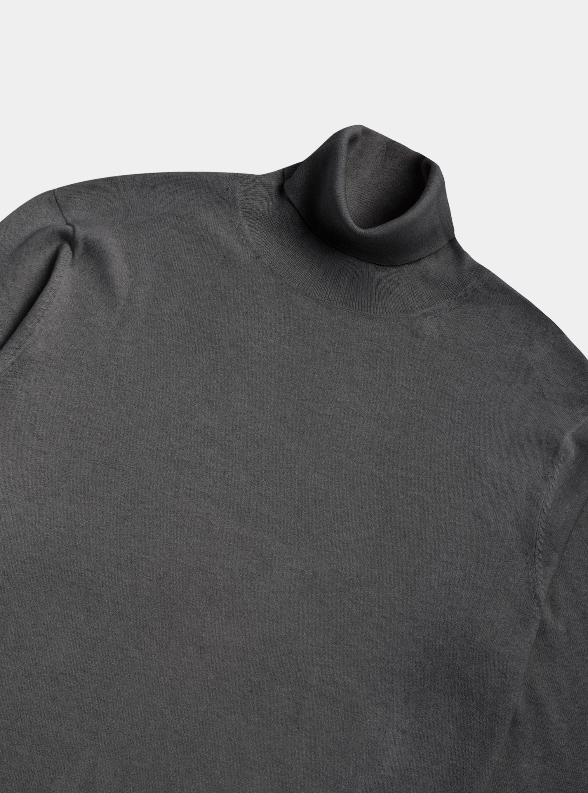 Maglia dolcevita in cotone seta e cashmere, ASFALTO