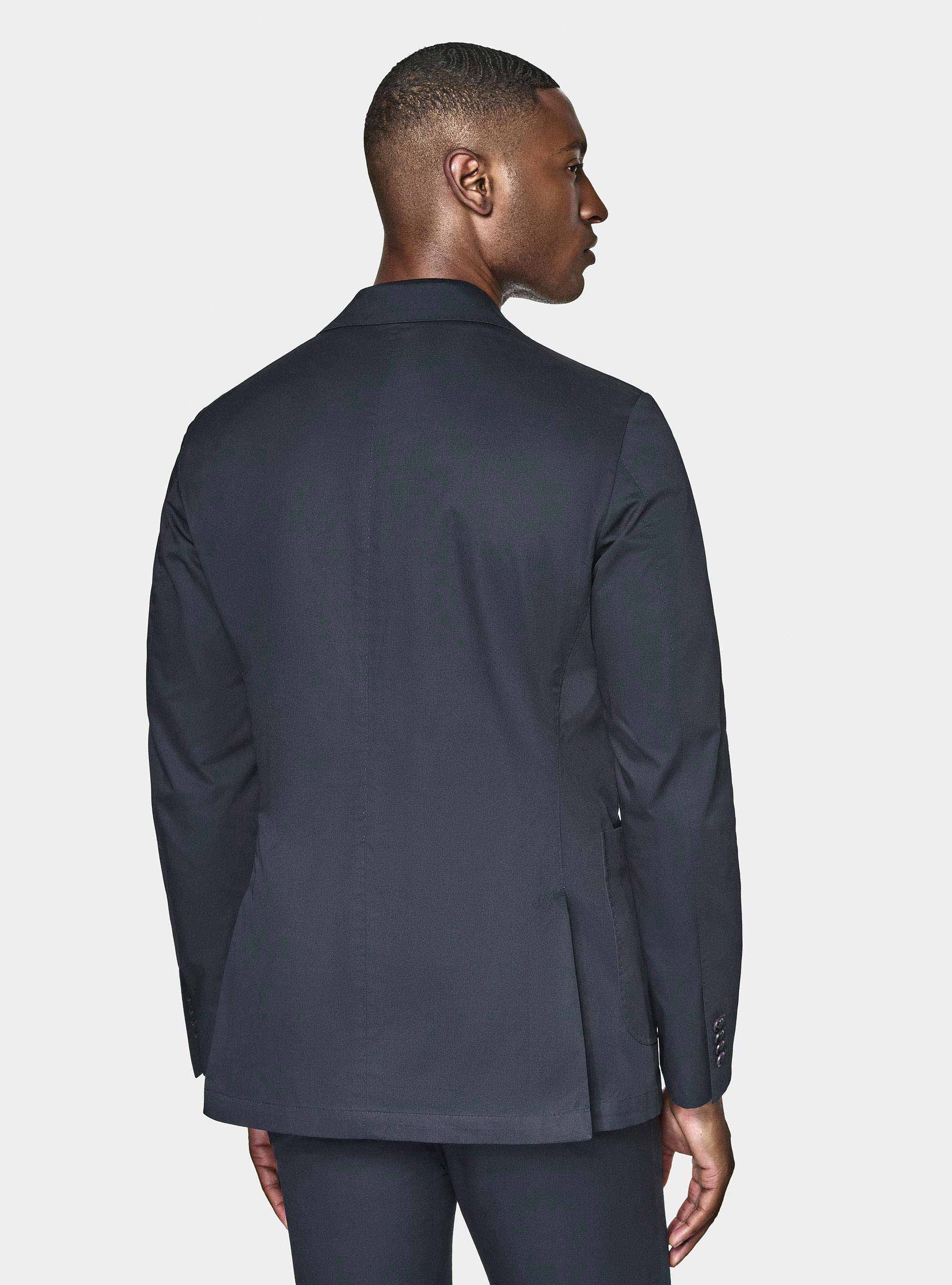 Cotton poplin blazer, NAVY BLUE