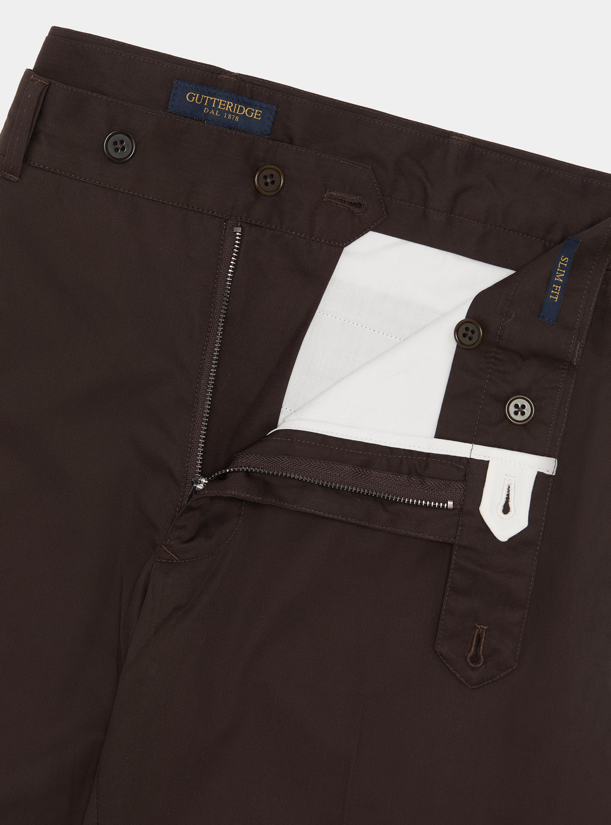 Pantaloni chino in twill leggero, MARRONE