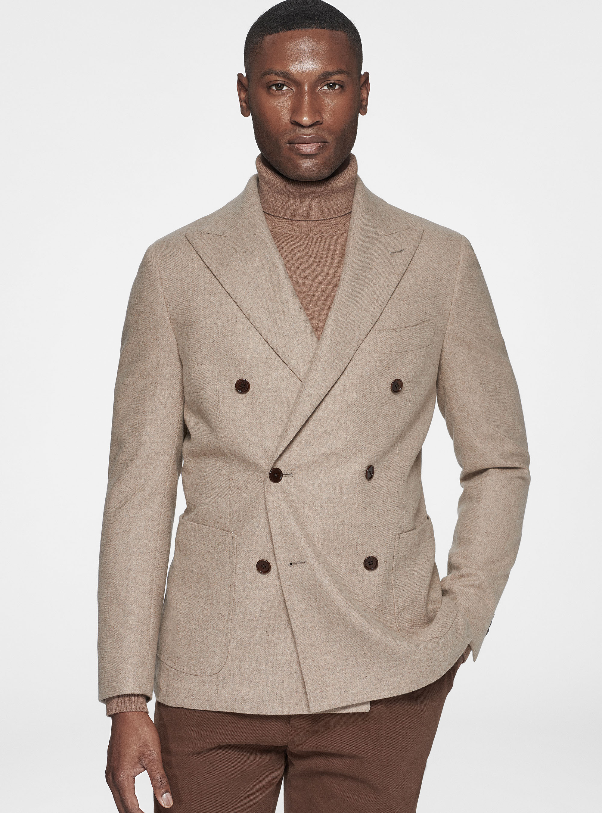 Giacca doppiopetto in flanella Duemilagori, SABBIA