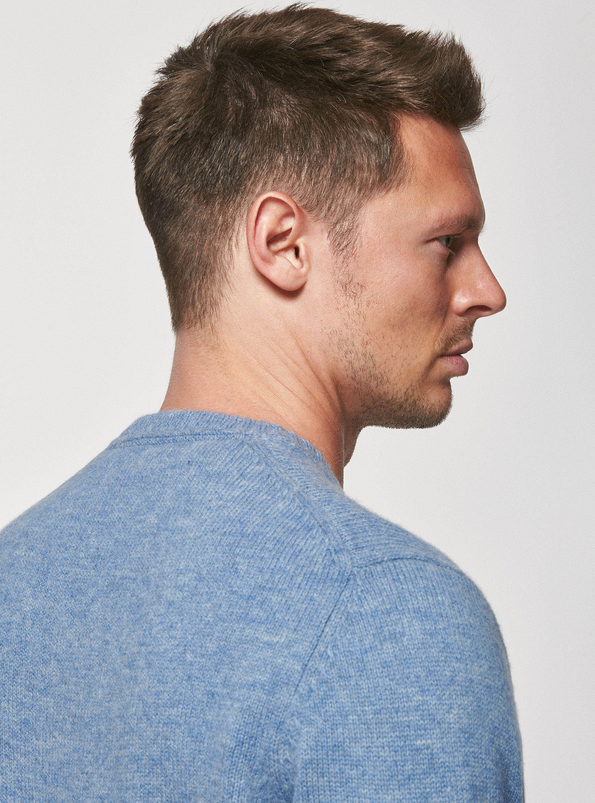 Maglia in pura lana Shetland, AZZURRO