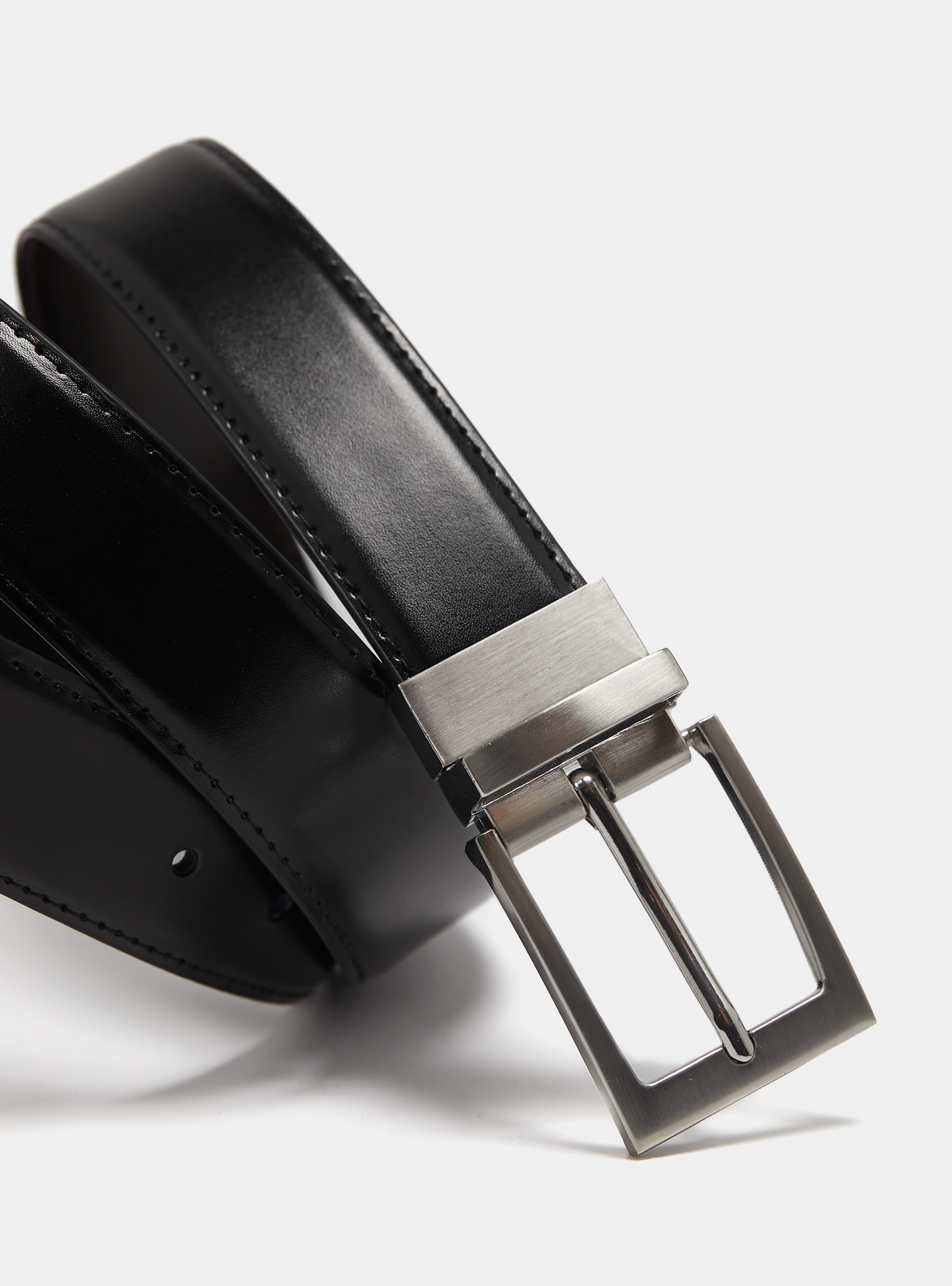 Reversible leather belt, BLACK