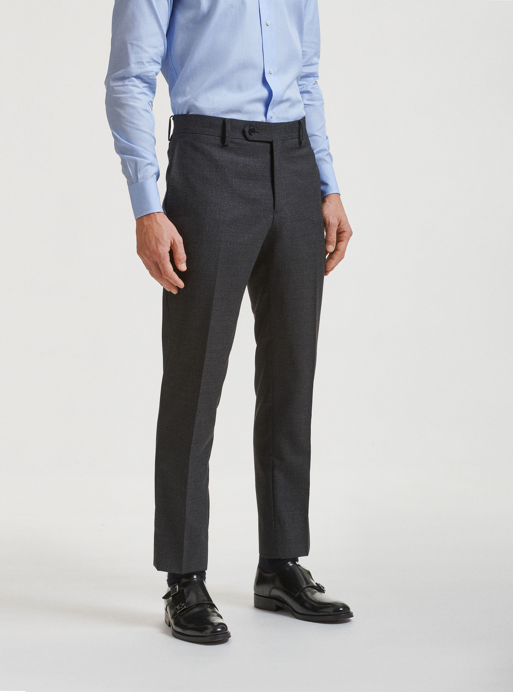 Gutteridge - Pantaloni per abito in pura lana Vitale Barberis Canonico, Unisex, Asfalto, Taglia: 44
