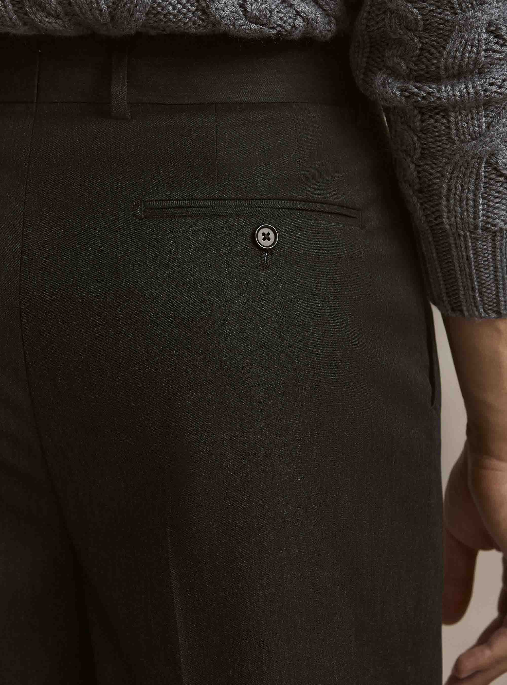Pantaloni con pince wide leg straight misto poly, GRIS MARENGO