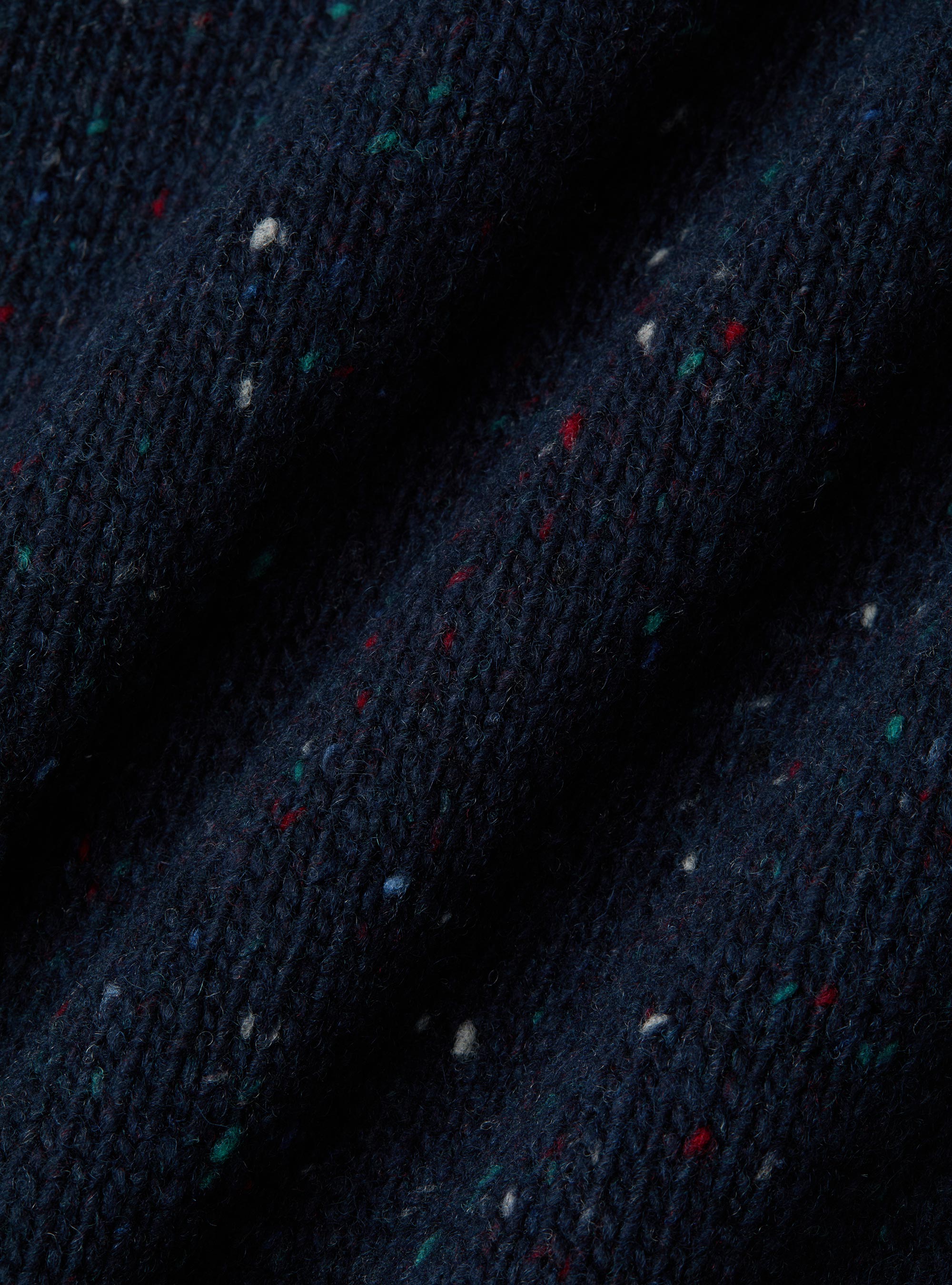 Donegal-style merino wool blend crewneck sweater, NAVY BLUE