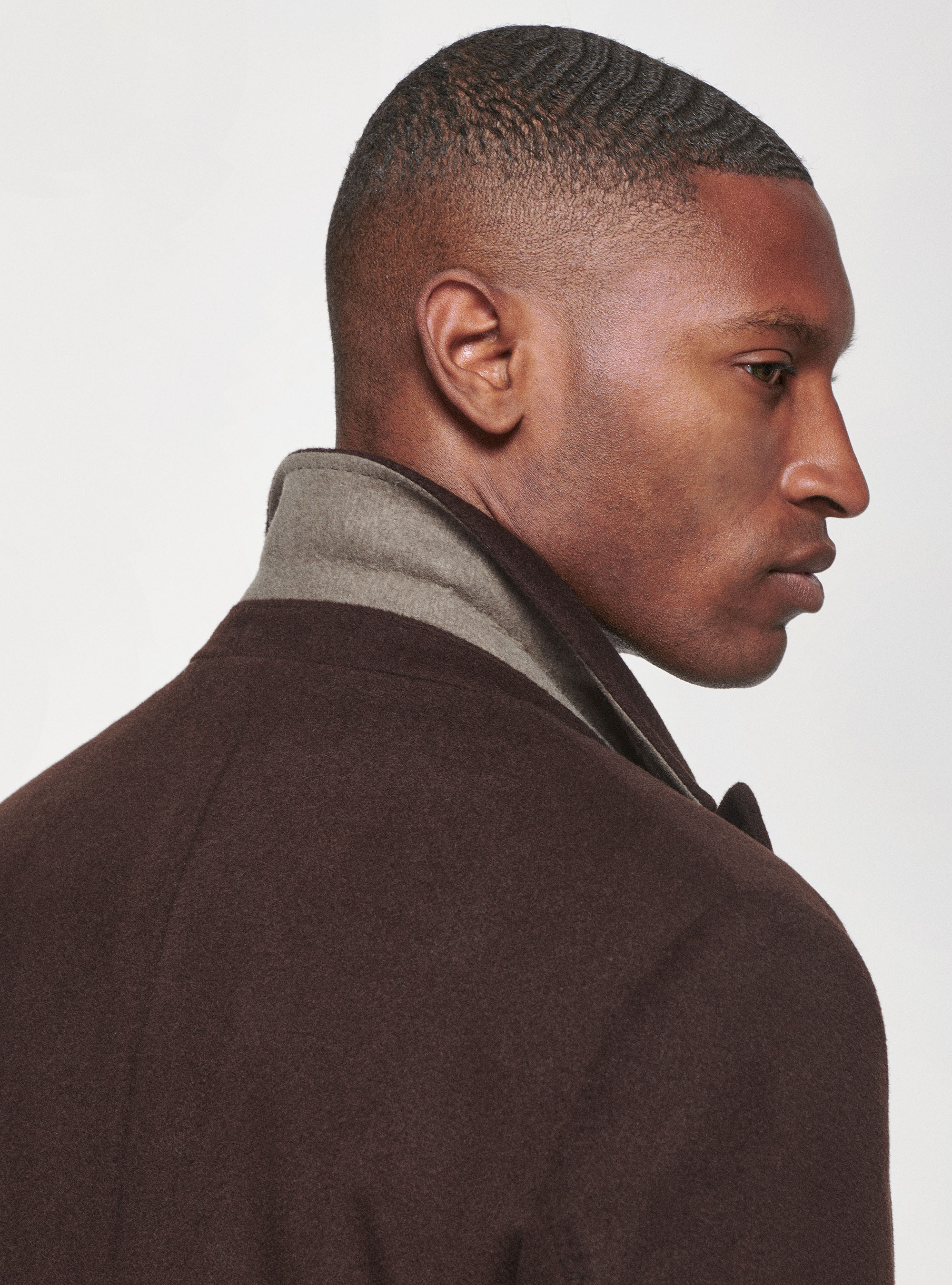 Wool and cashmere double-breasted coat, BROWN