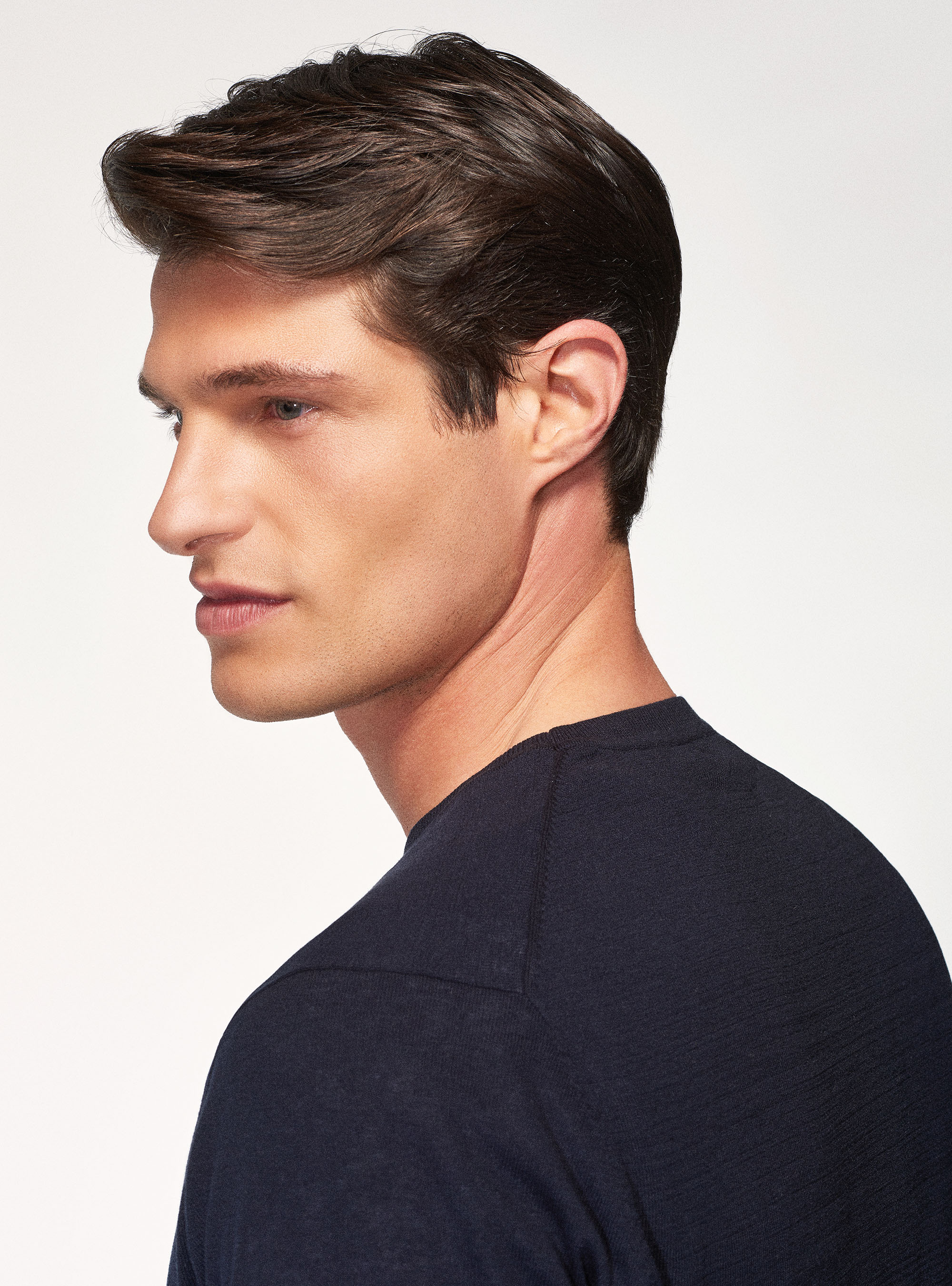 Silk cotton crew-neck sweater, NAVY BLUE