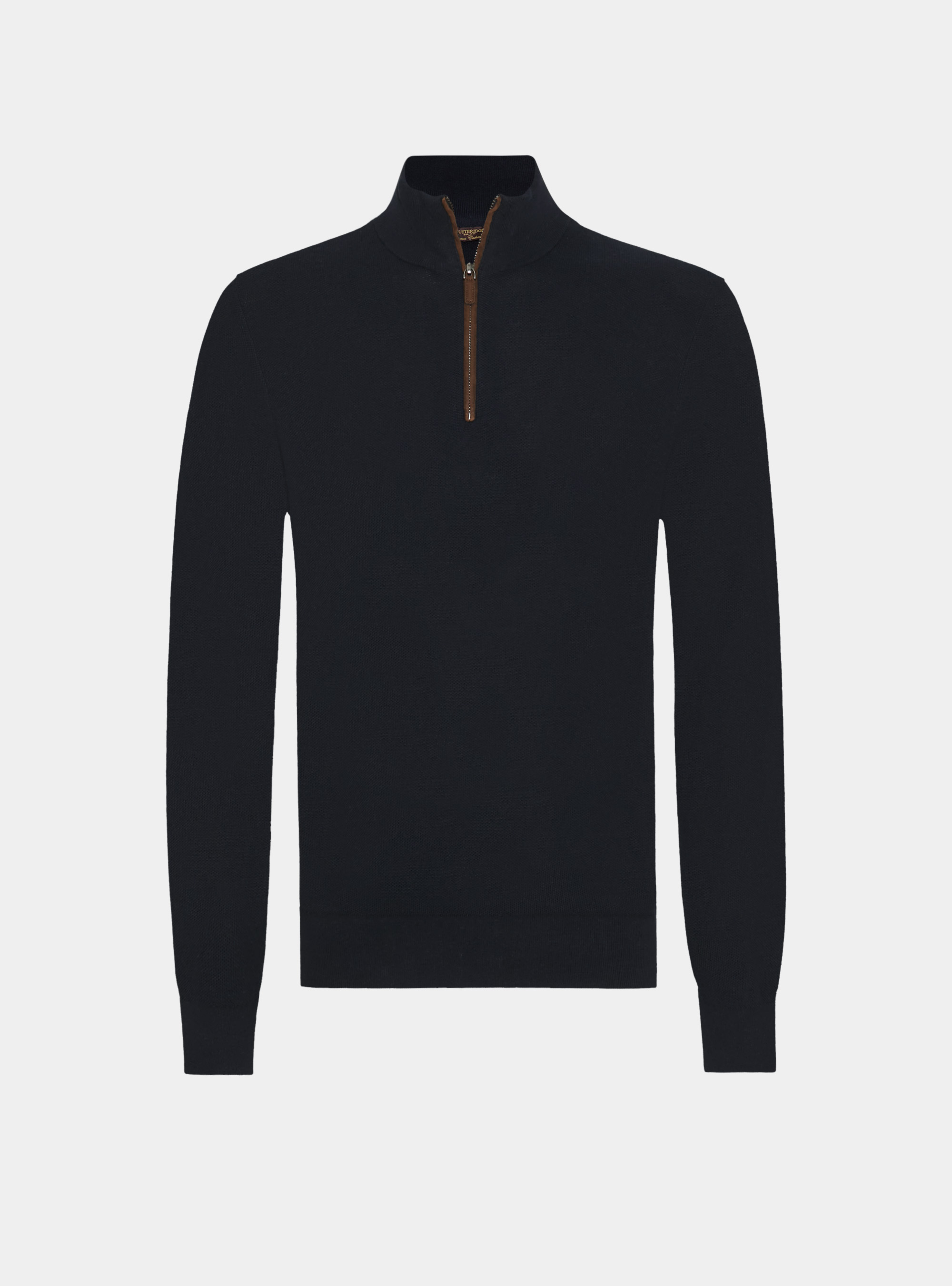 Maglia mock neck nido d'ape in cotone cashmere, BLU NAVY