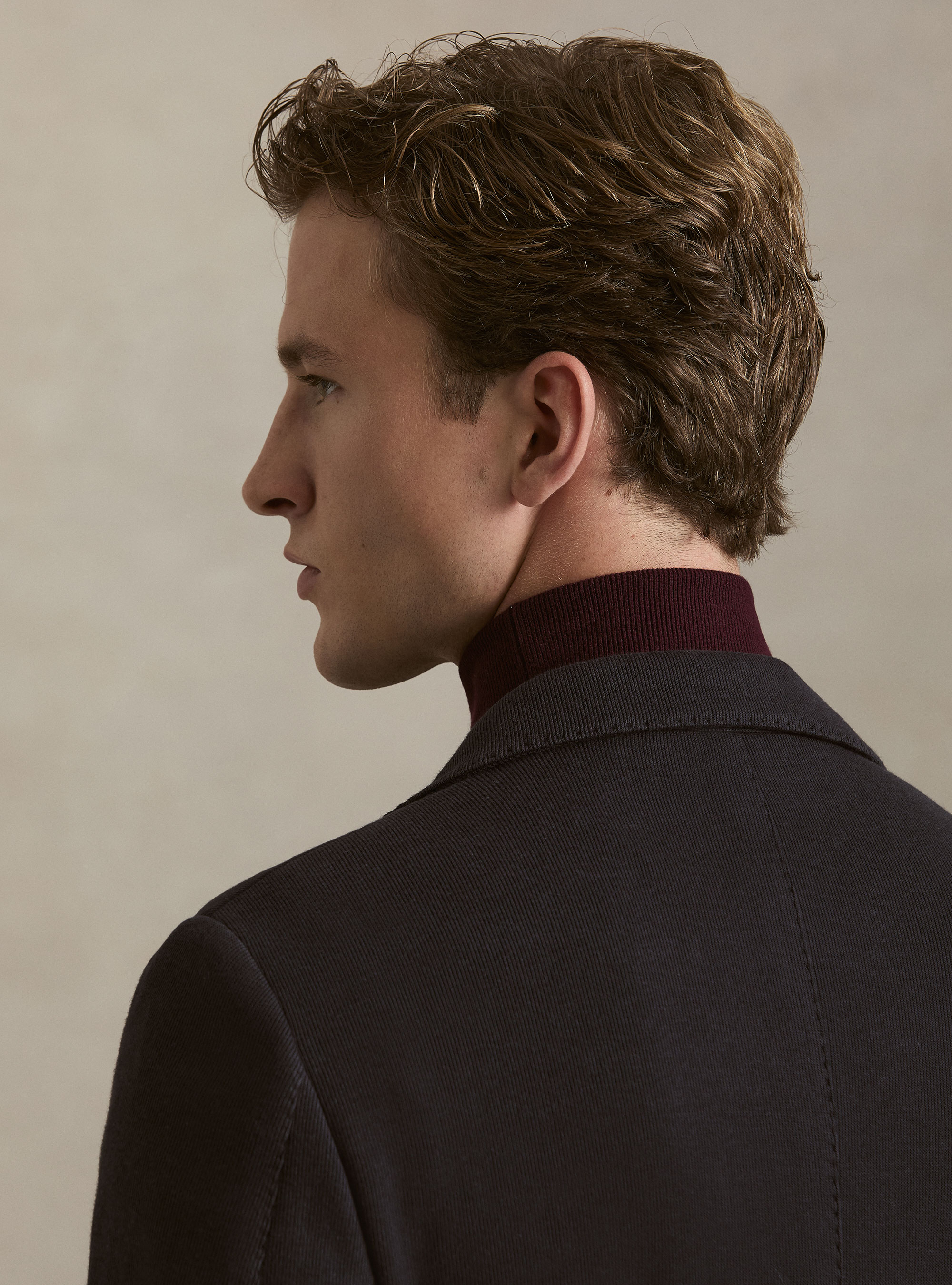 Cotton-Blend Jersey Blazer, NAVY BLUE