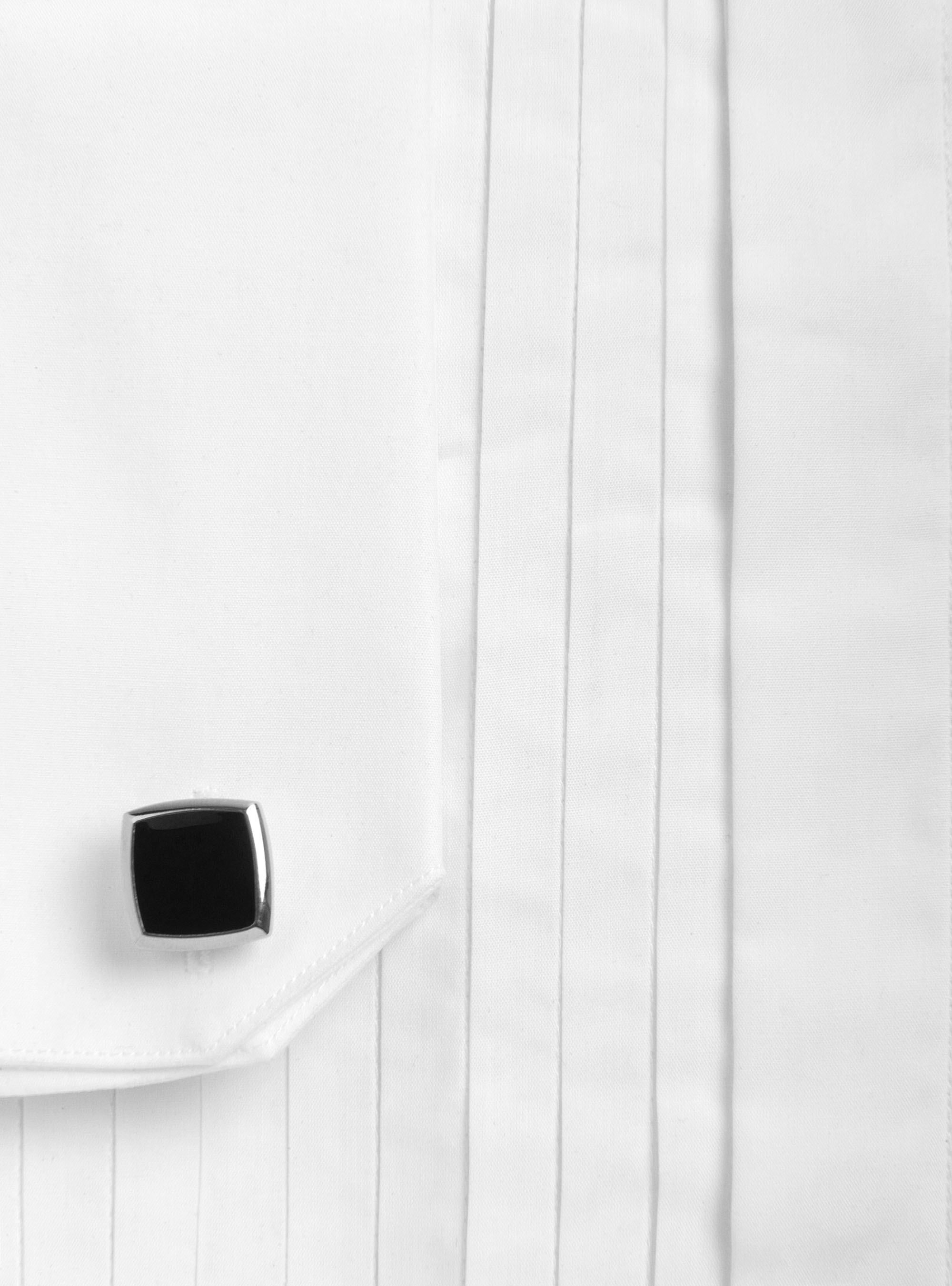 Camicia smoking collo diplomatico con polso gemello, BIANCO