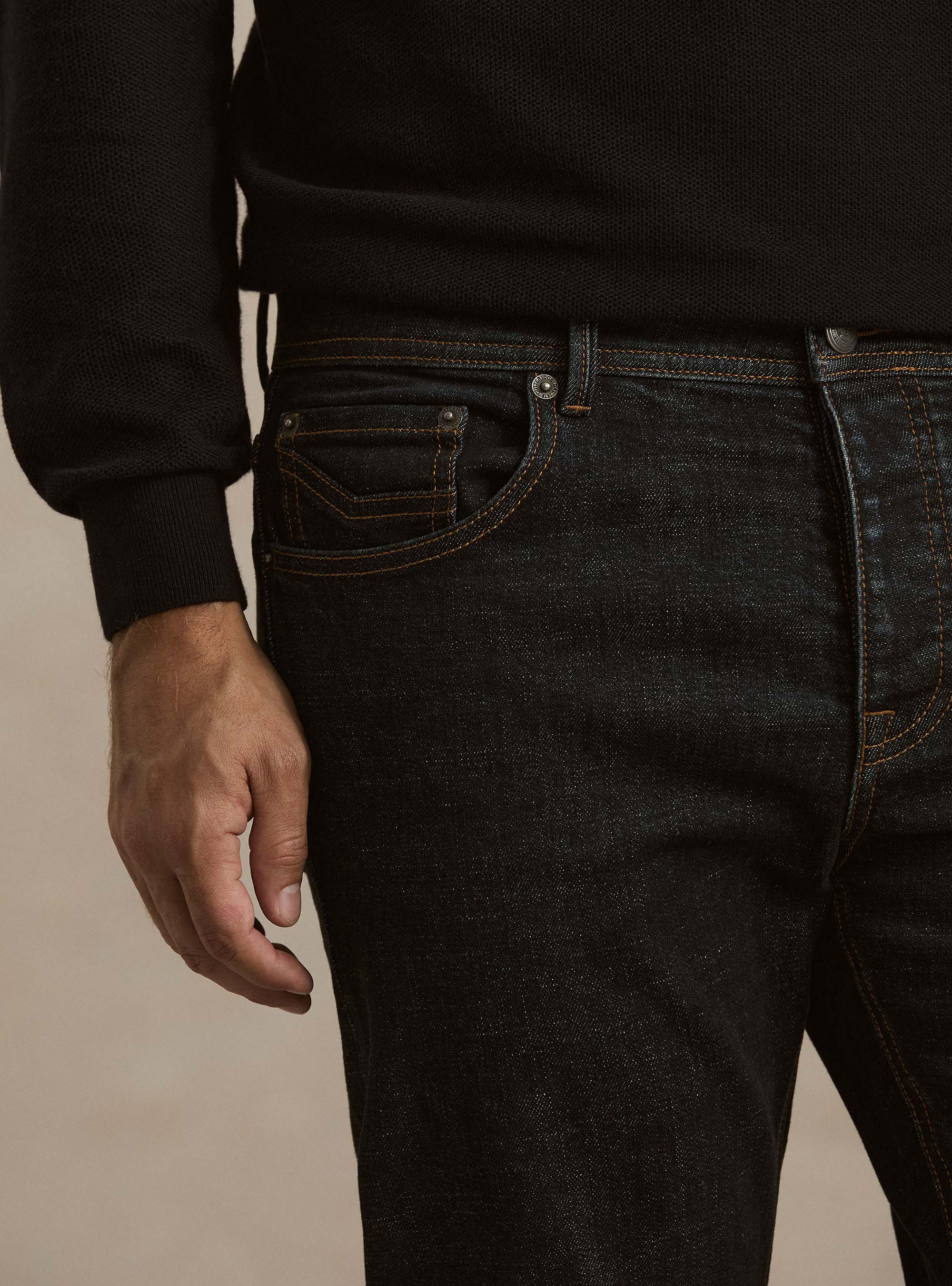 Rinse wash denim, NAVY BLUE