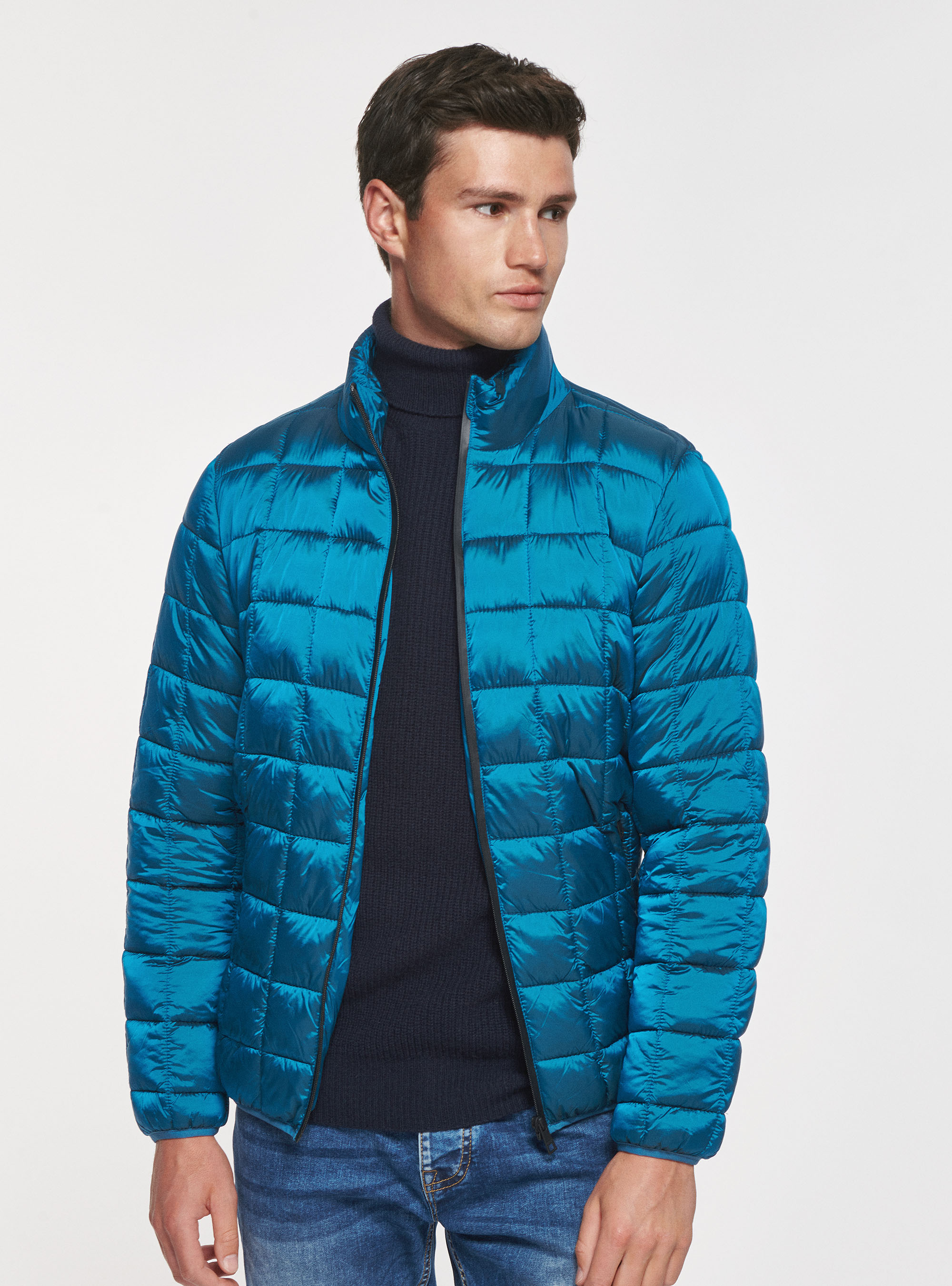 Bomber con imbottitura riciclata, PETROLIO