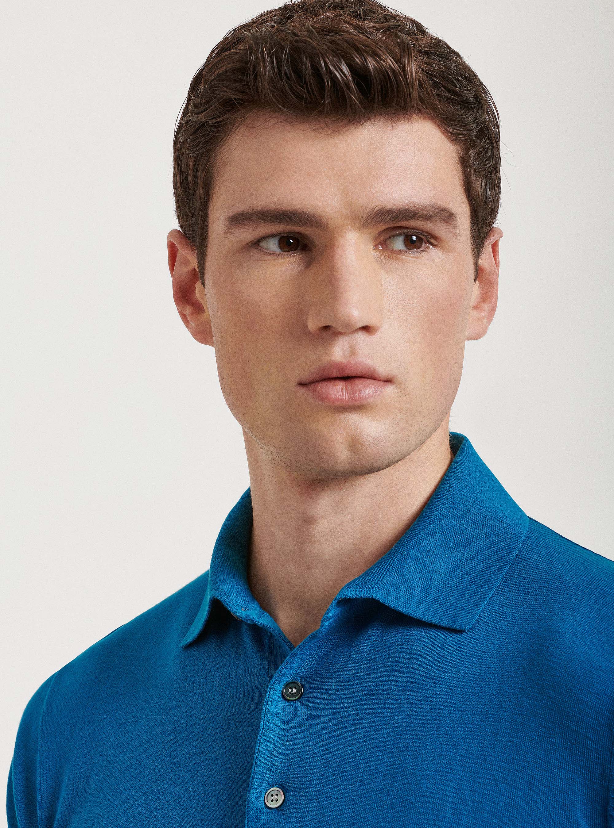 Silk cotton polo shirt, PETROL
