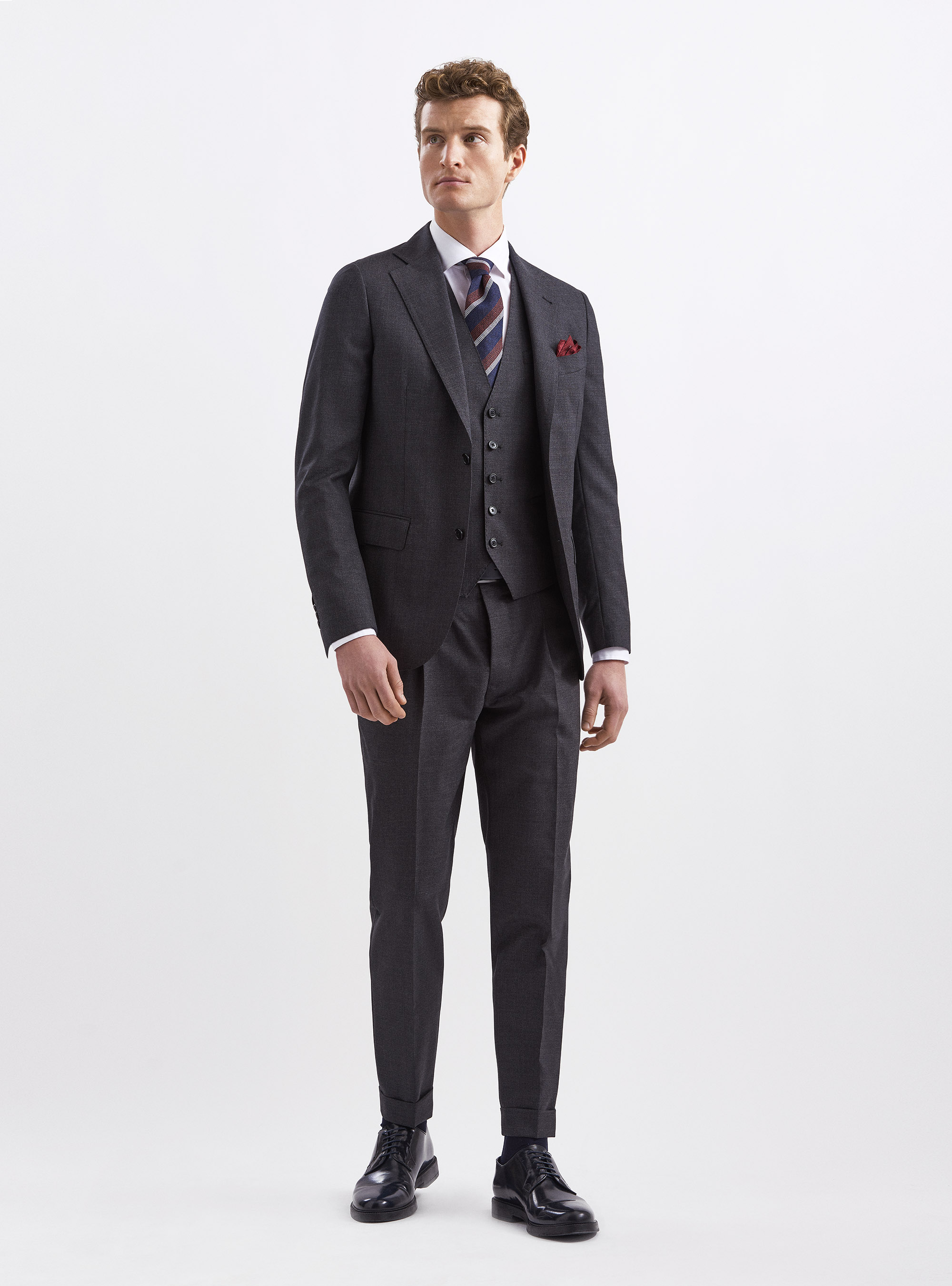 Gilet in tessuto pura lana Vitale Barberis Canonico, ASFALTO