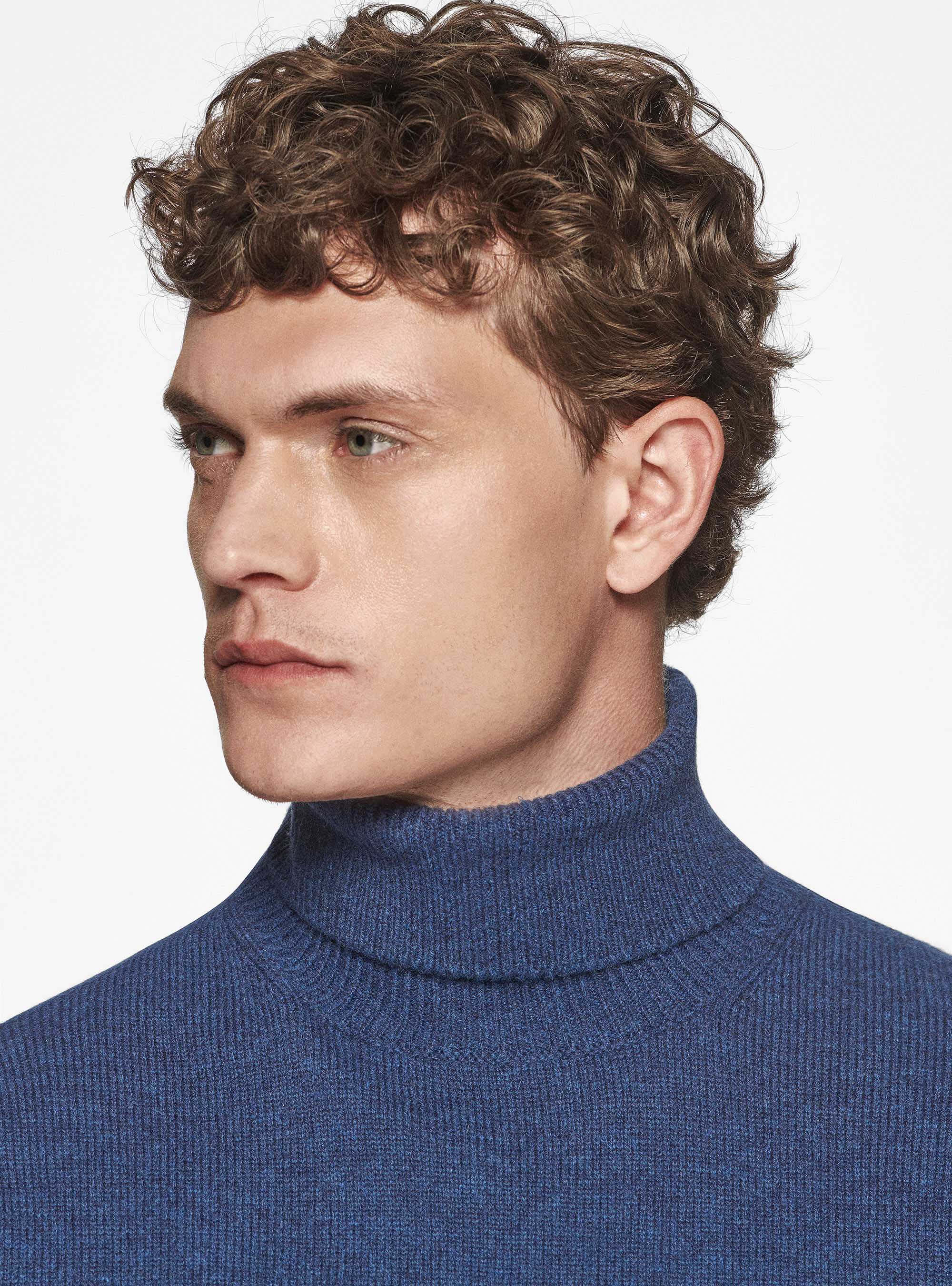 Maglia collo alto in lana merino, INCHIOSTRO