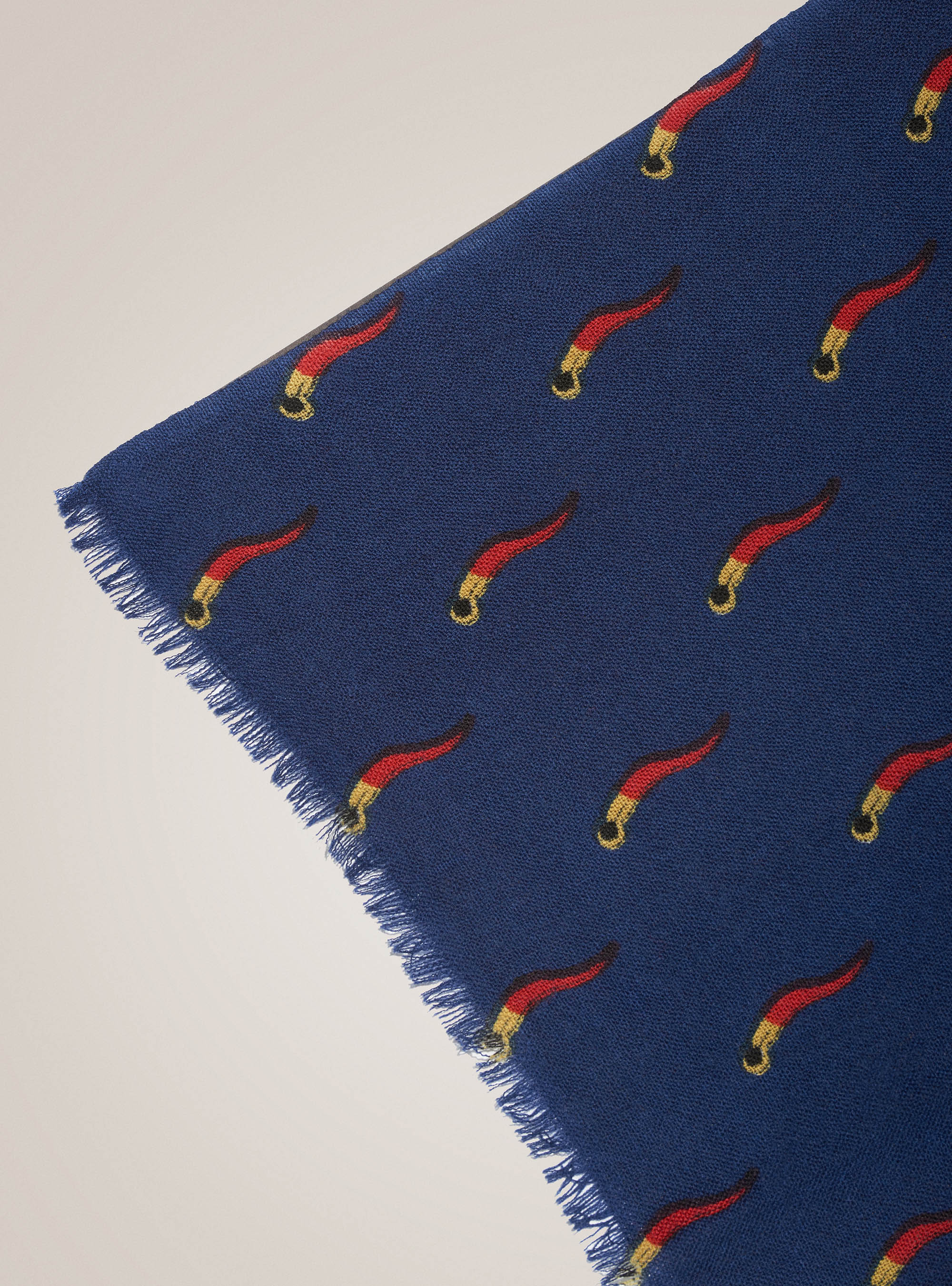 Sciarpa in 100% lana con stampa corno, BLU NAVY