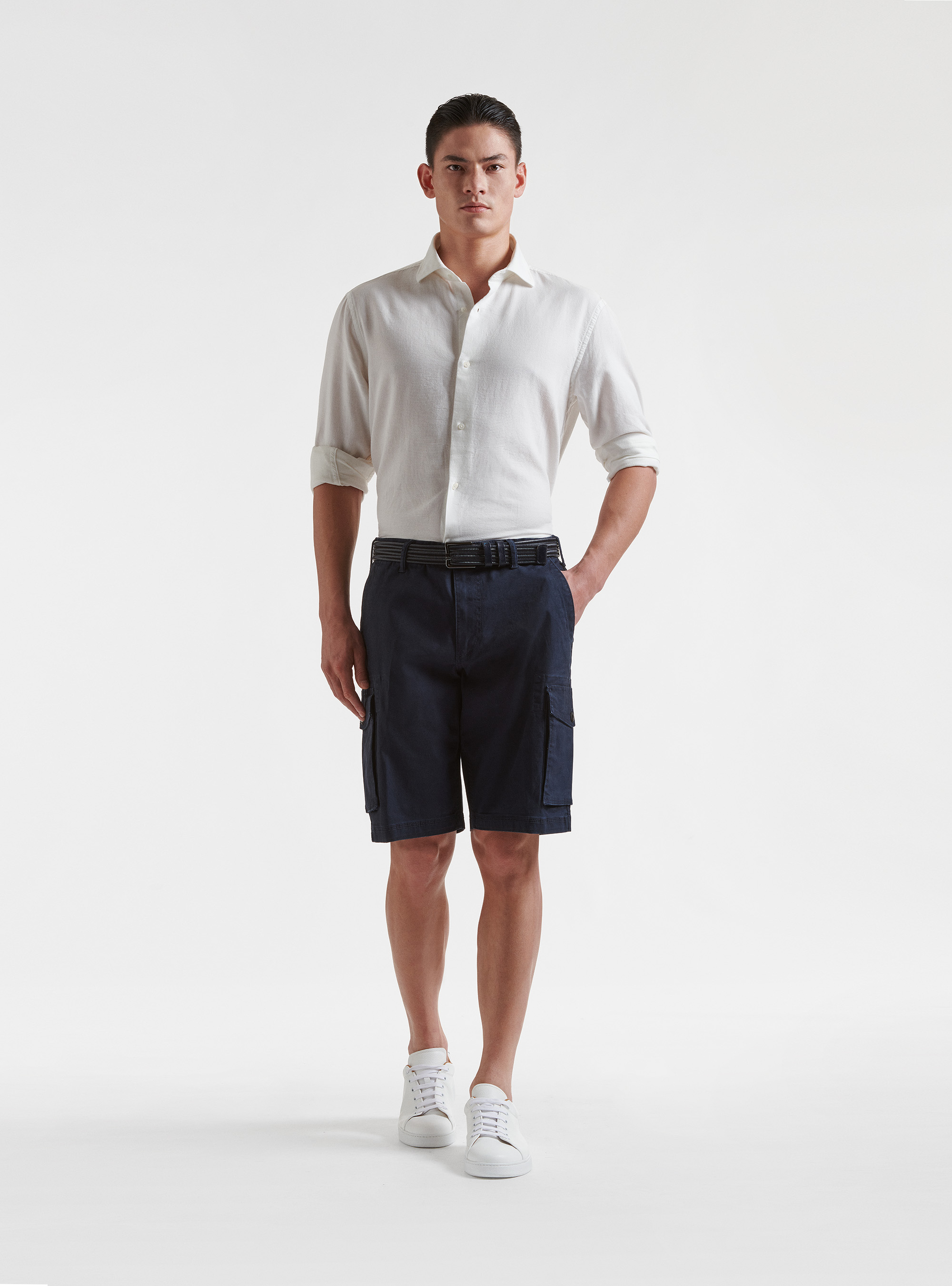 Bermuda con tasconi laterali a cargo, BLU NAVY