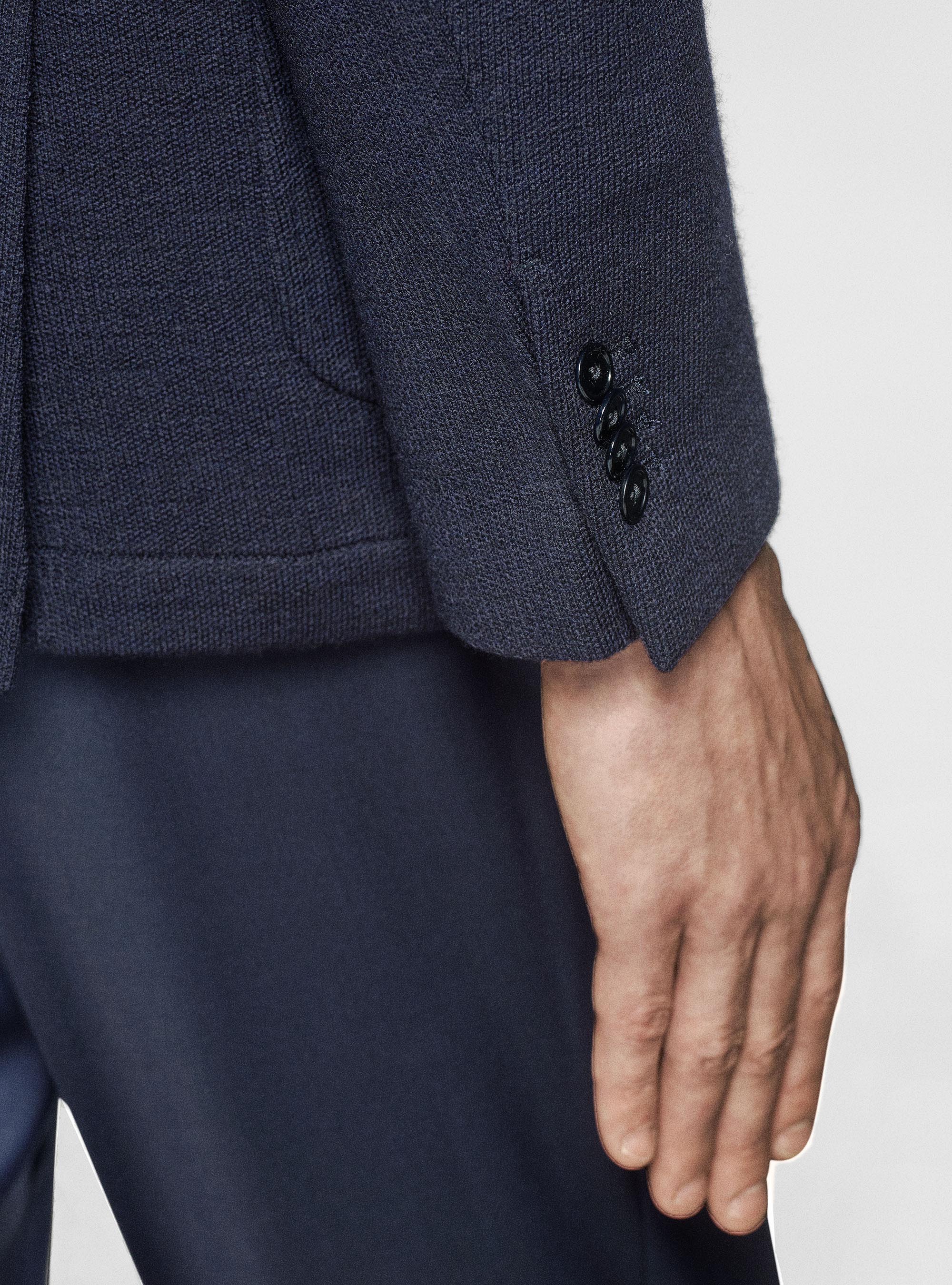 Giacca sfoderata in jersey di lana e cotone, BLU NAVY