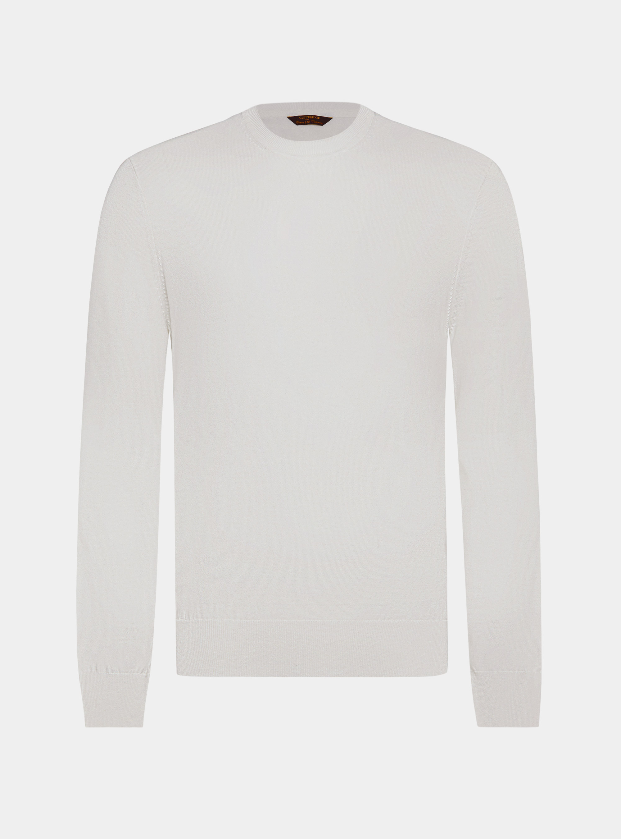 Round-neck sweater in cotton silk and cashmere, WHITE