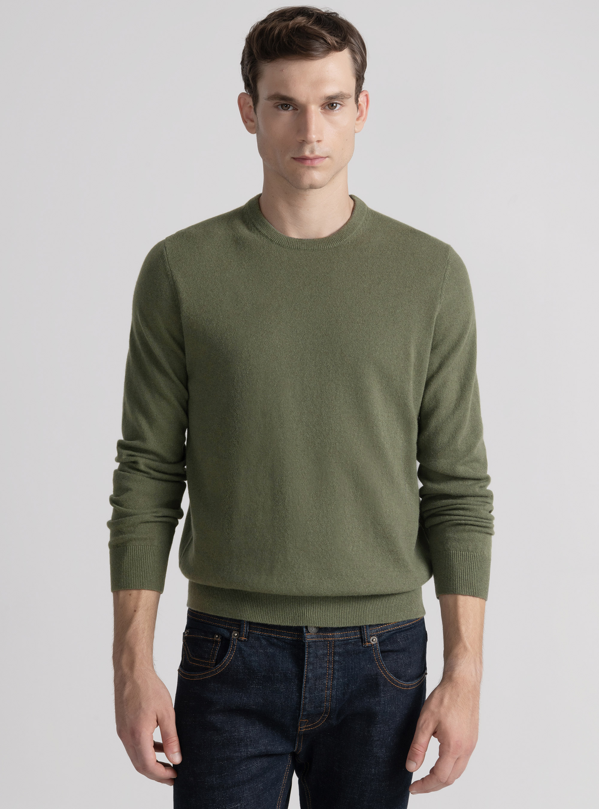 Tricot à col ras du cou en cachemire, SALVIA 0602C