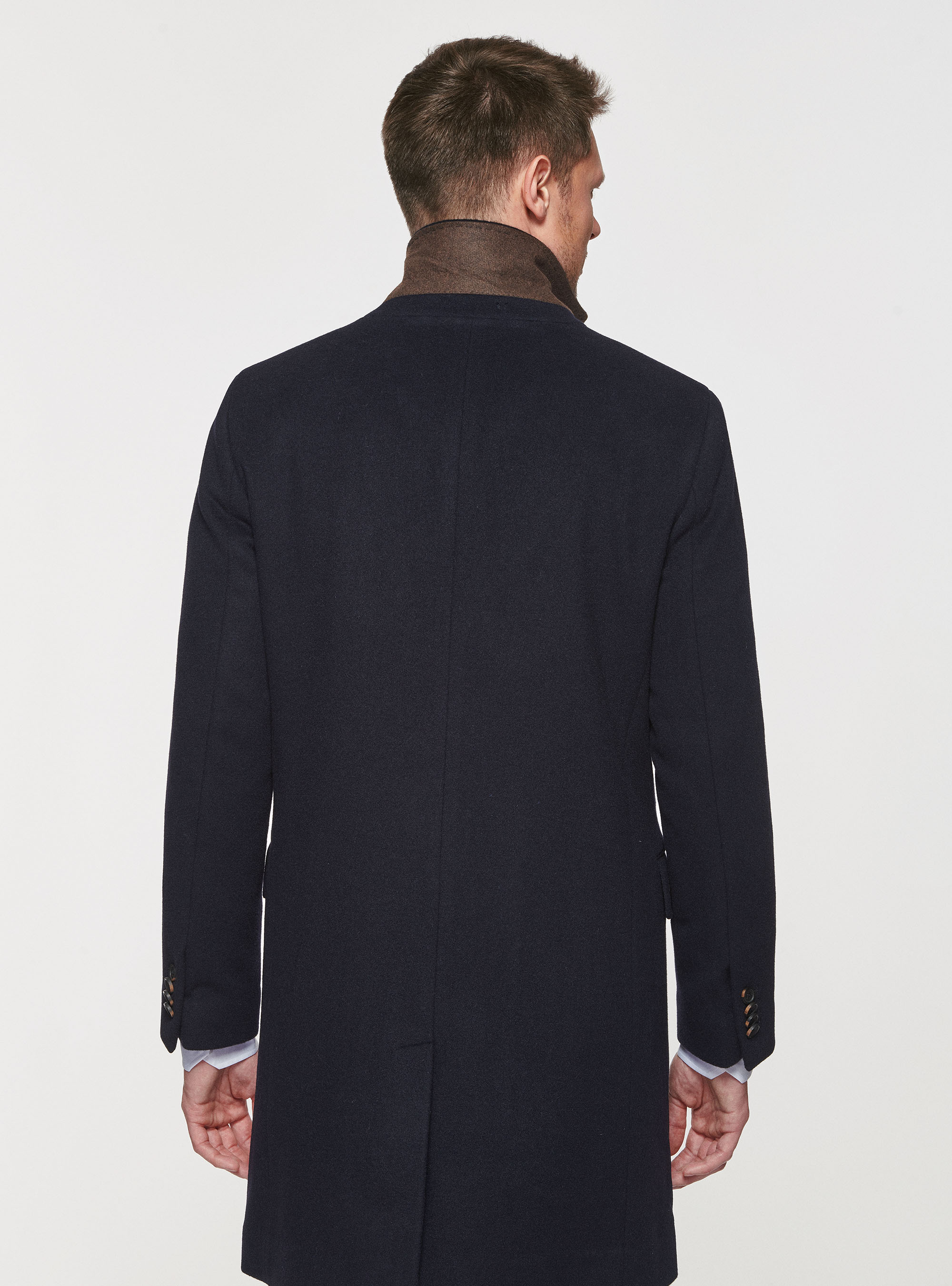 Cappotto monopetto in lana e cashmere, BLU NAVY