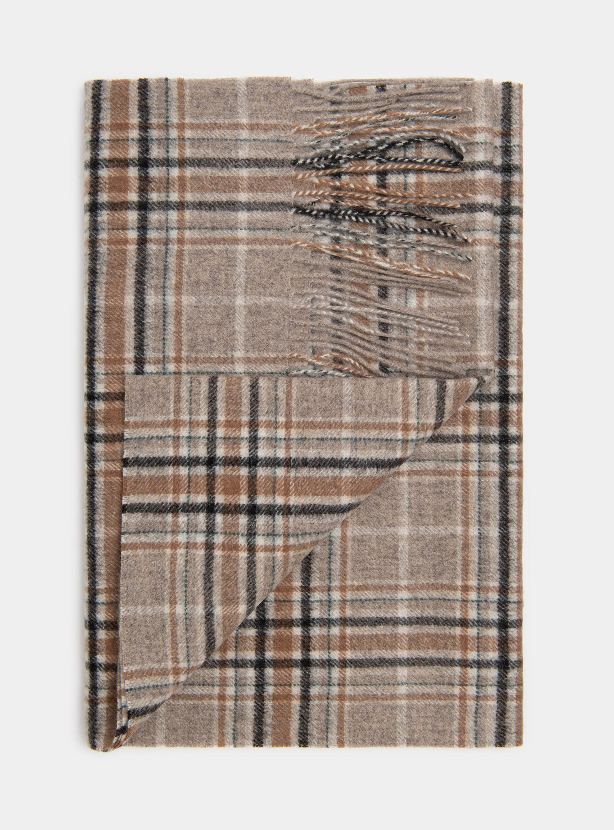 Sciarpa a quadri in lana cashmere, ECRU