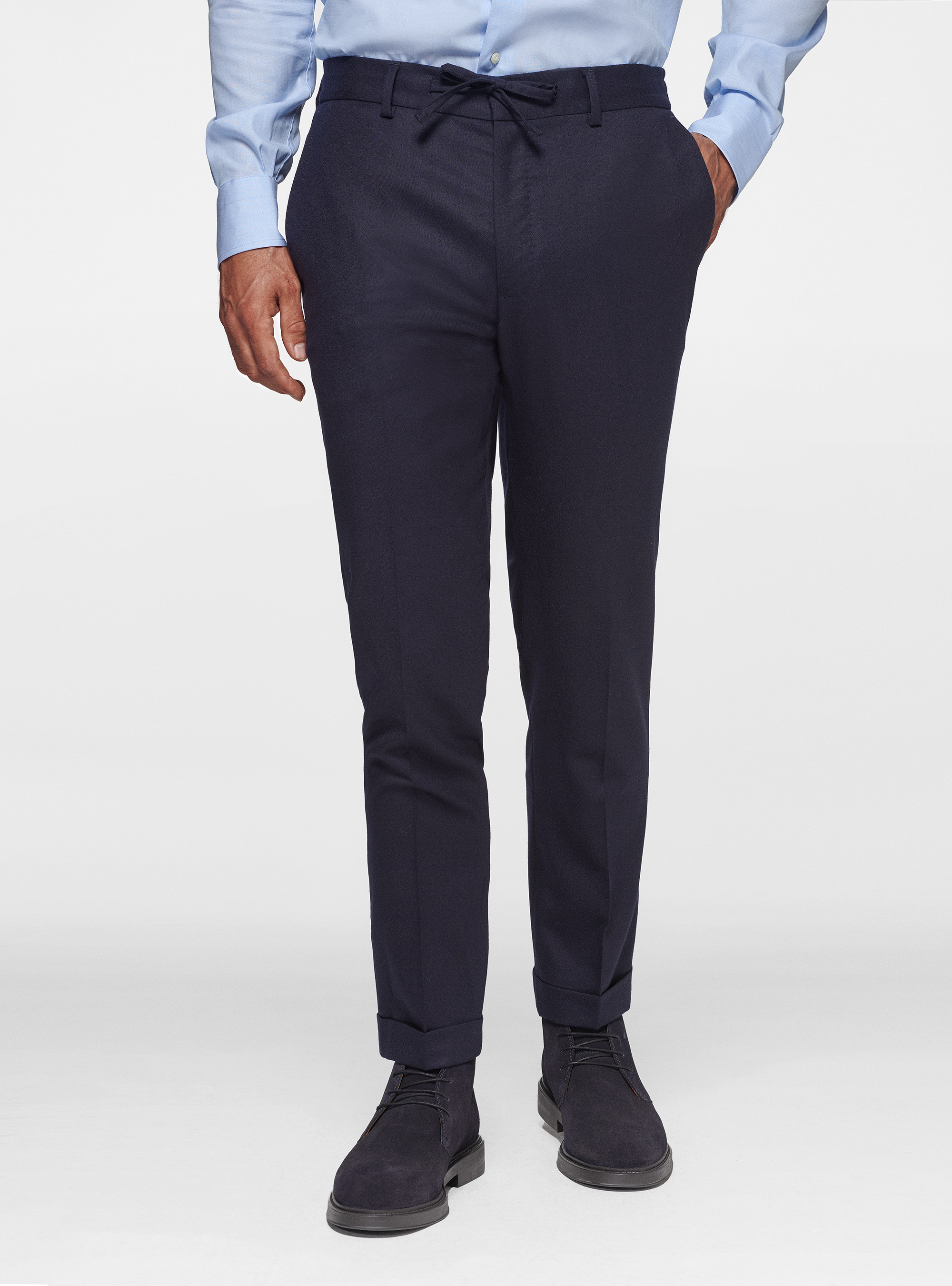 Pantaloni con coulisse in flanella Vitale Barberis Canonico, BLU NAVY