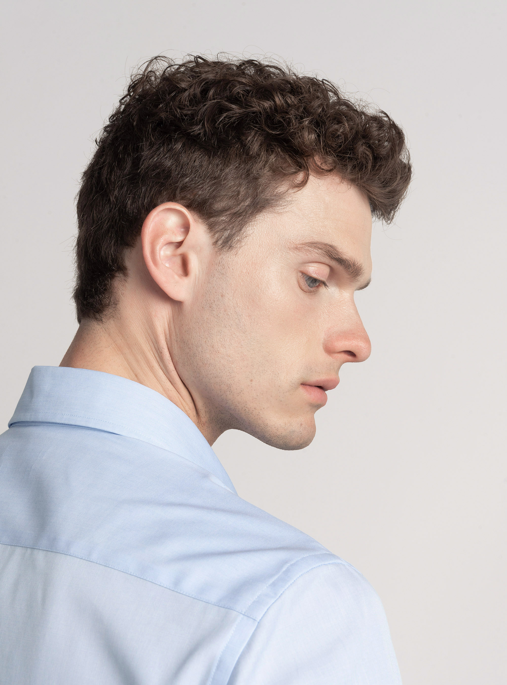 Camicia in cotone fil a fil, AZZURRO