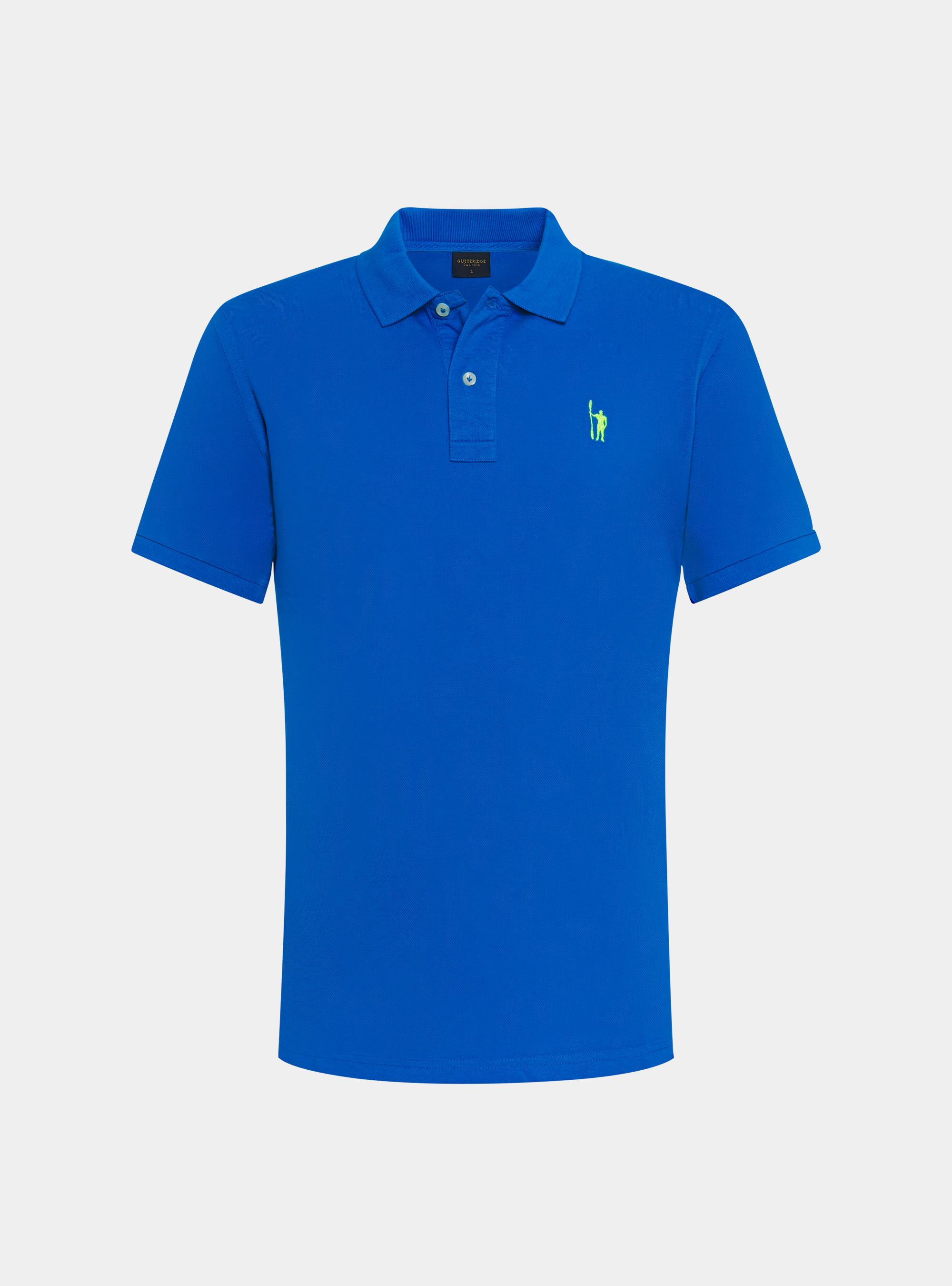 Polo in piquet con ricamo, BLU ROYAL