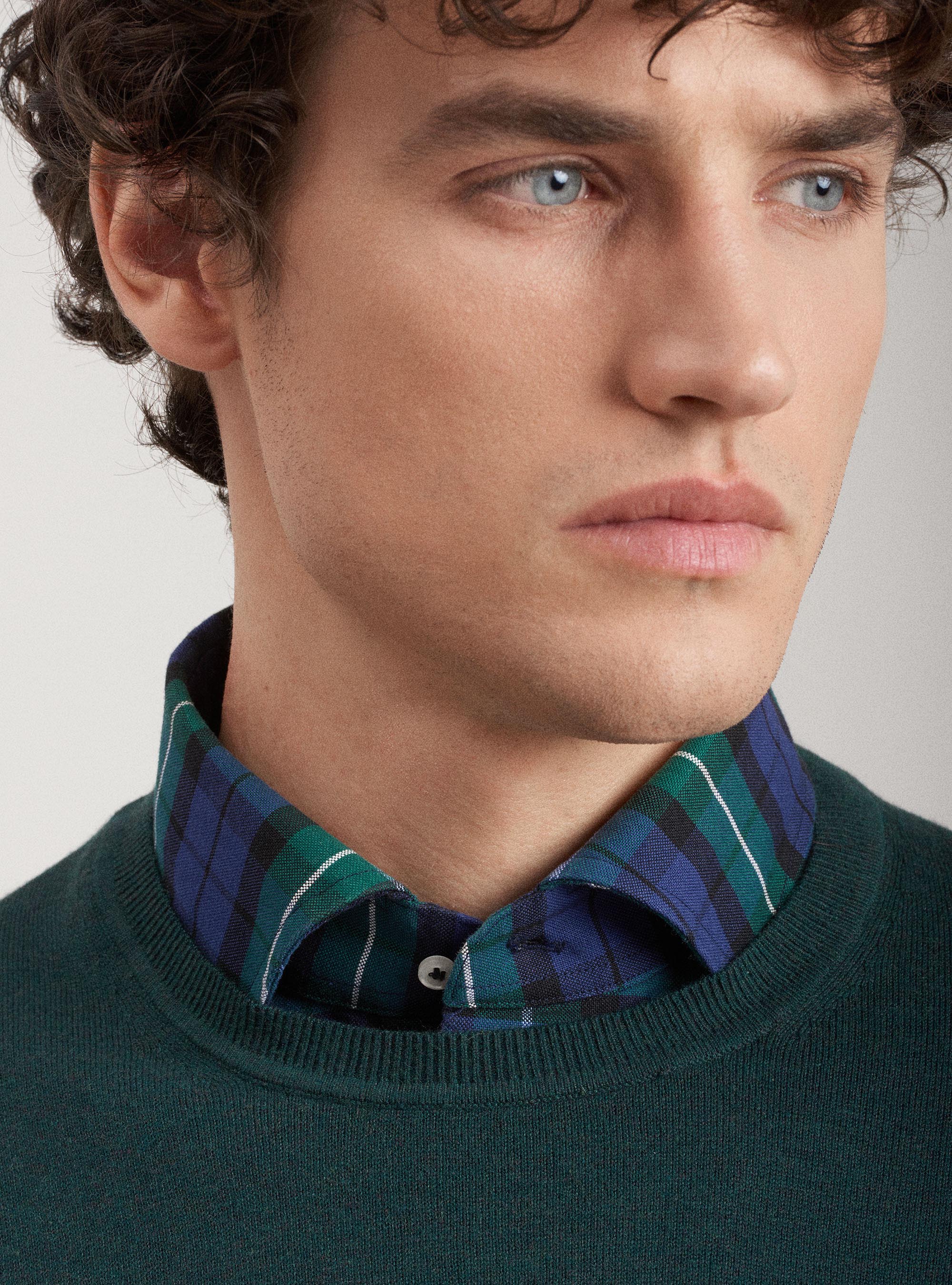 Maglia girocollo in cotone seta e cashmere, VERDE