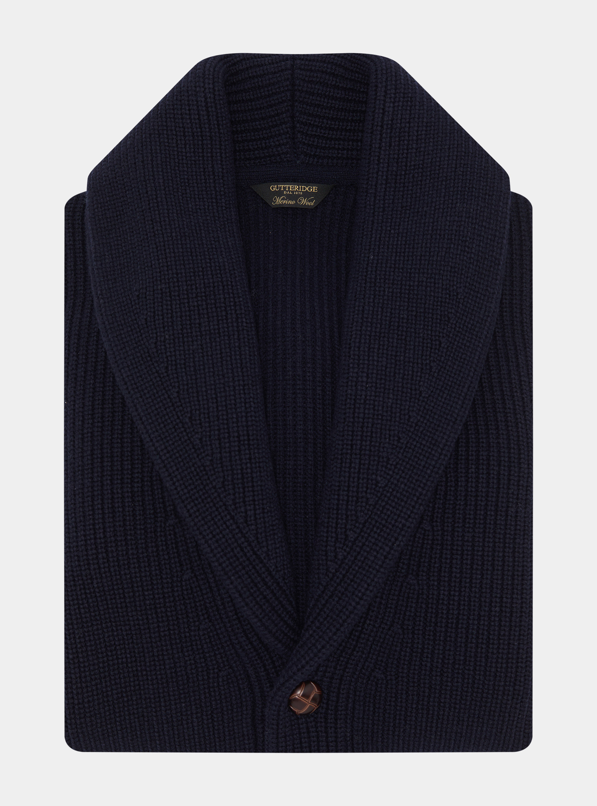 Merino wool shawl collar cardigan, NAVY BLUE