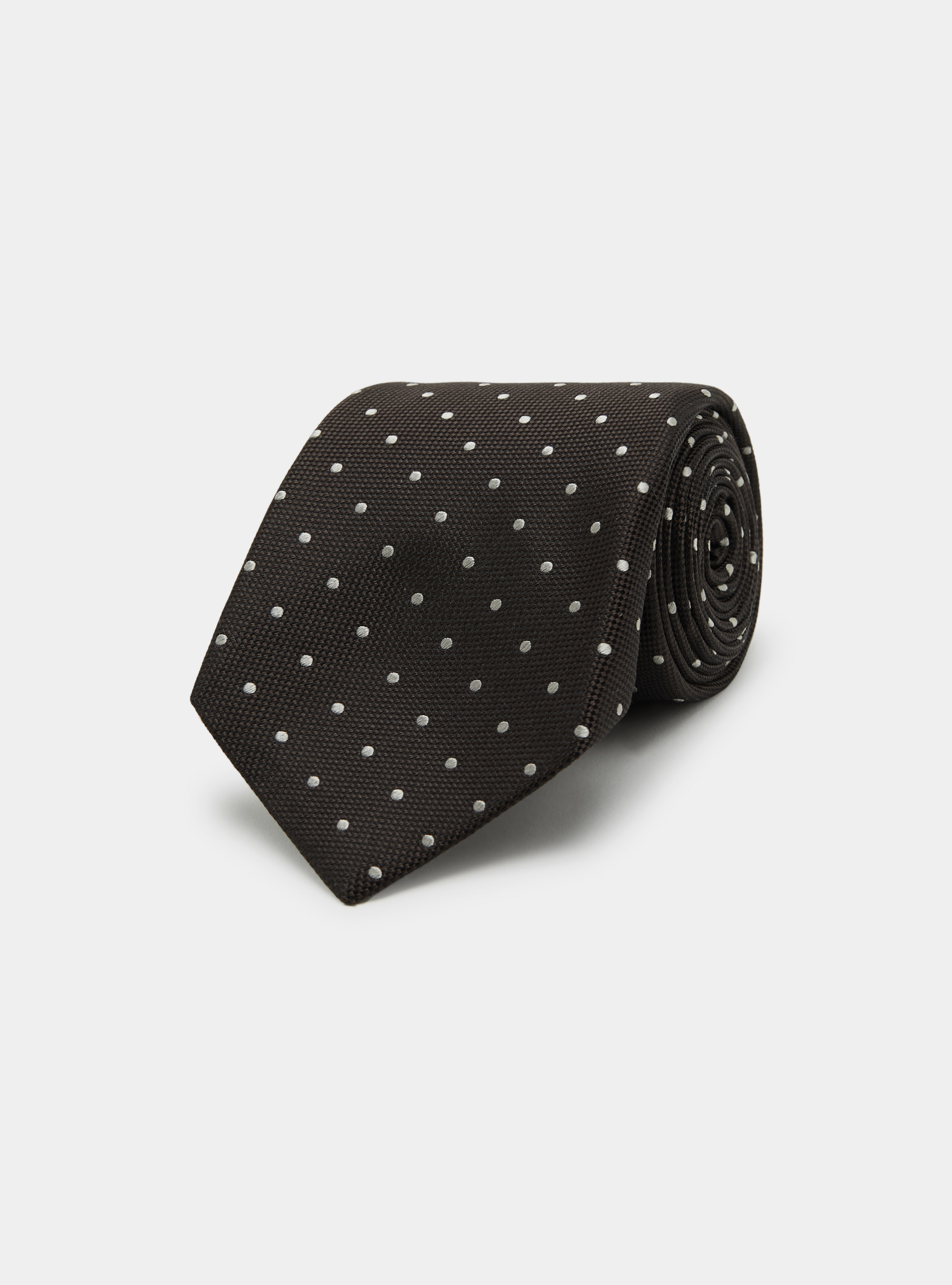 Polka Dot Silk Tie, BROWN/ECRU B093