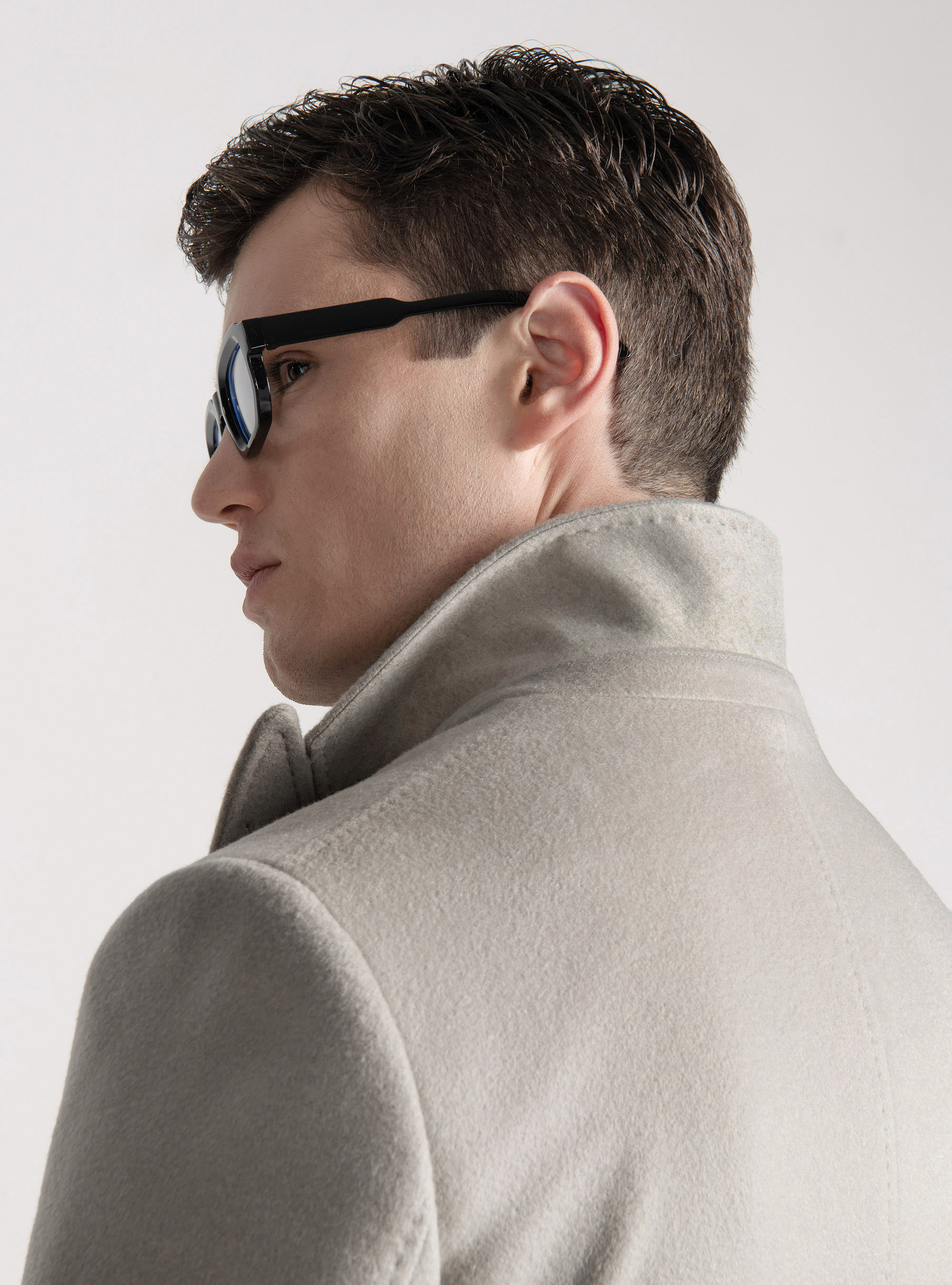 Abrigo de doble botonadura 100% cachemira, ECRU 0536C