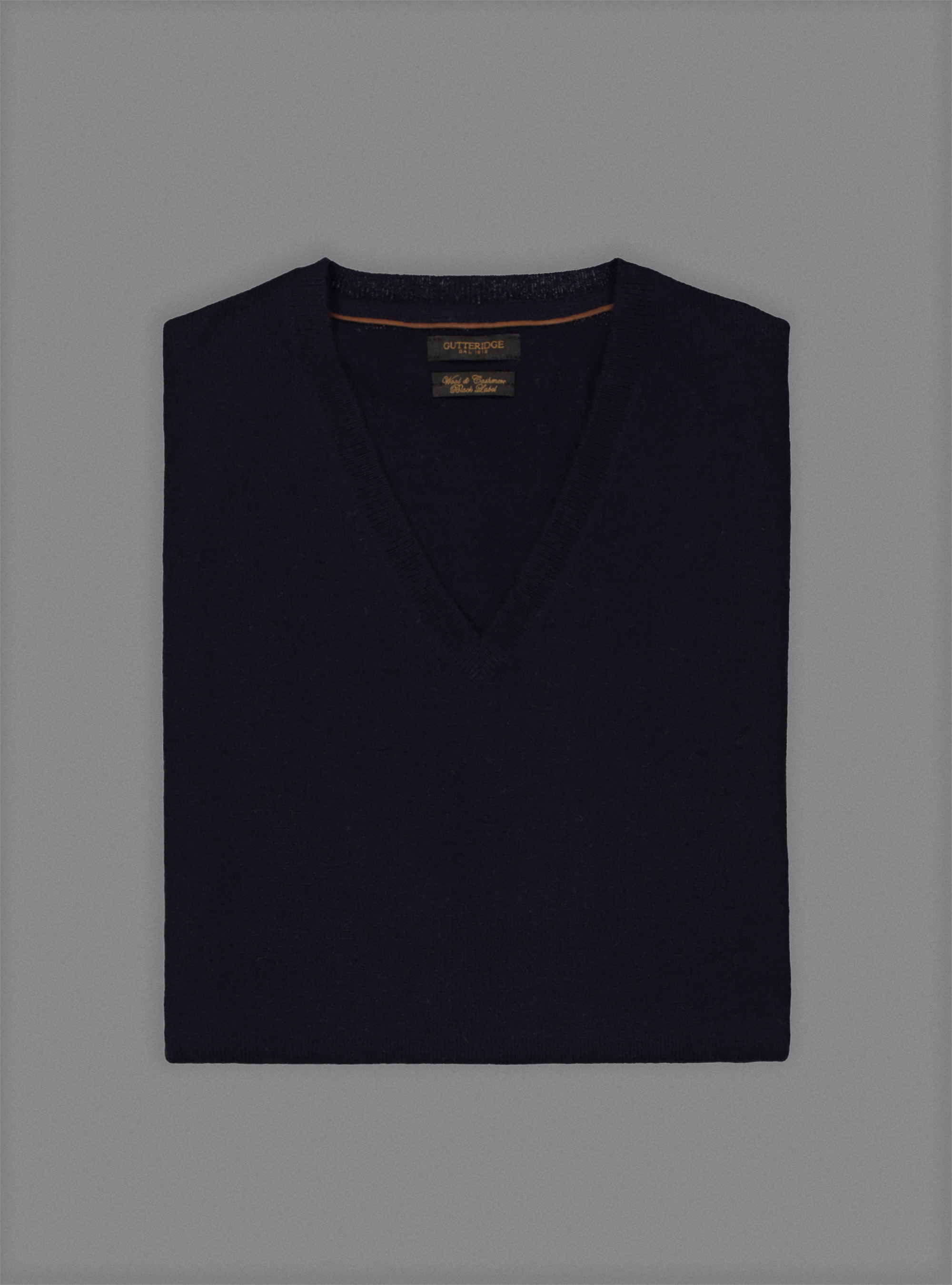 Maglia scollo a V in lana e cashmere, BLU NAVY