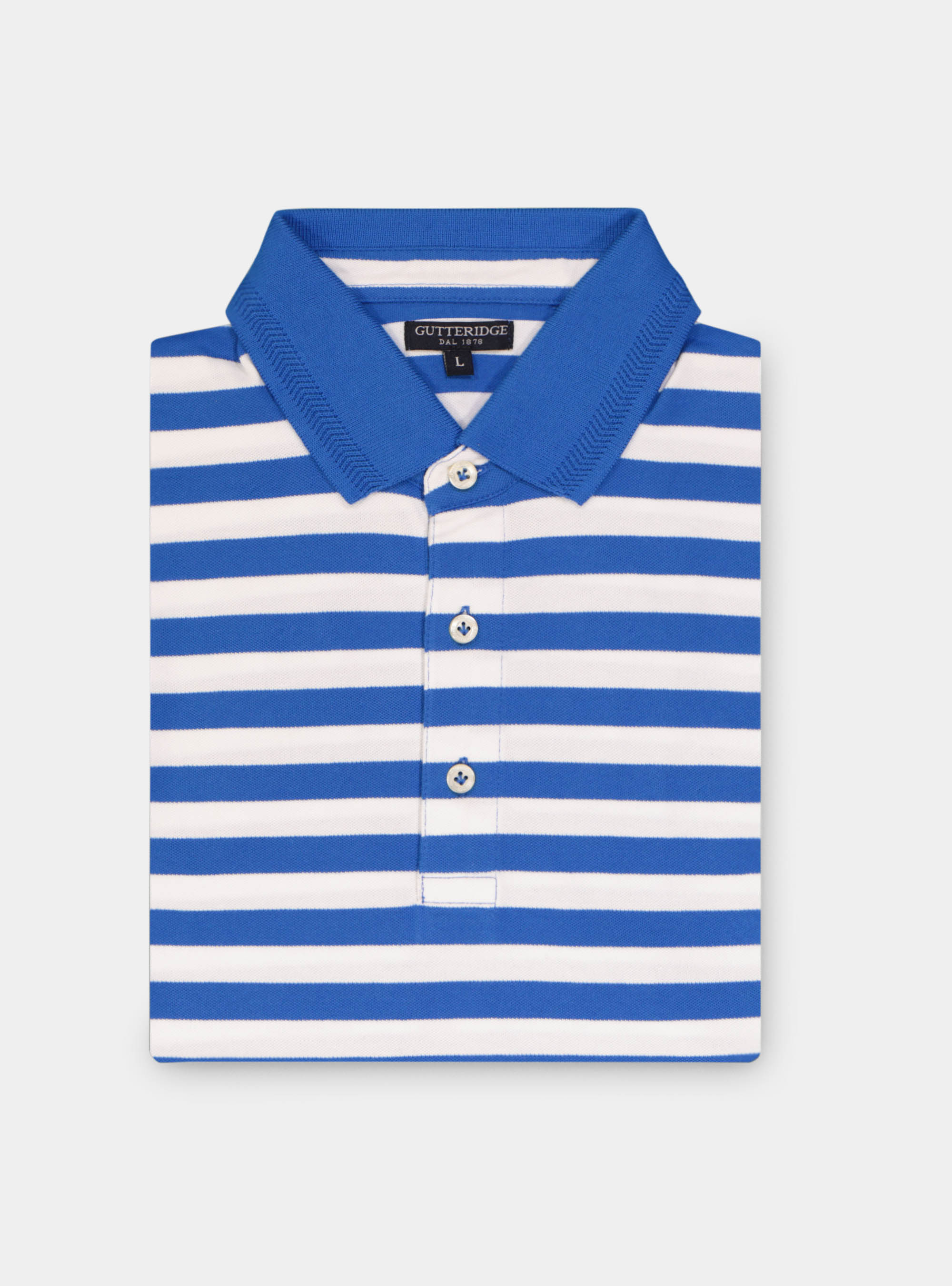 Polo de rayas en algod&oacute;n piquet stretch, AZUL ROYAL