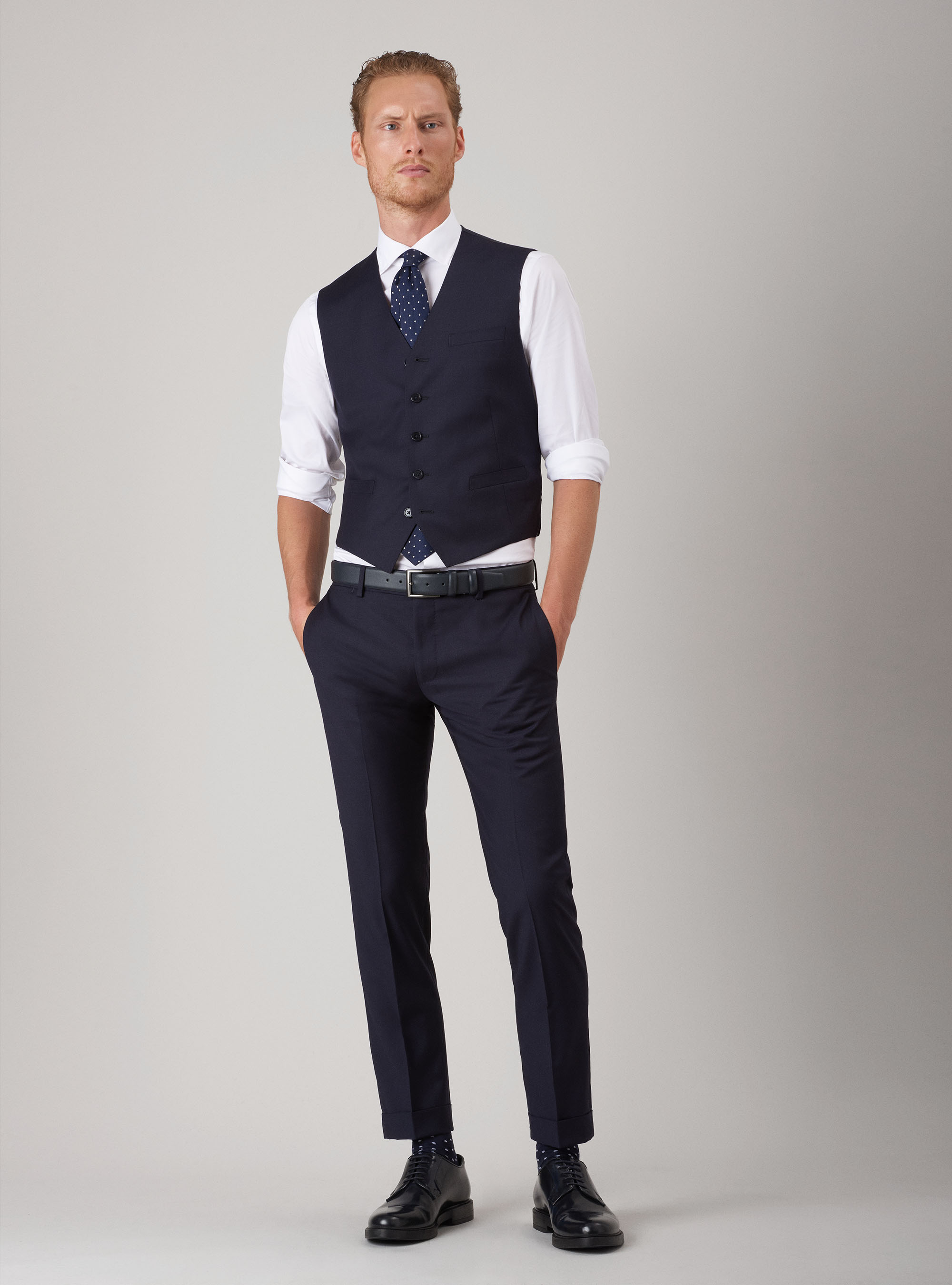 Pantaloni per abito pura lana superfine 120's, BLU NAVY