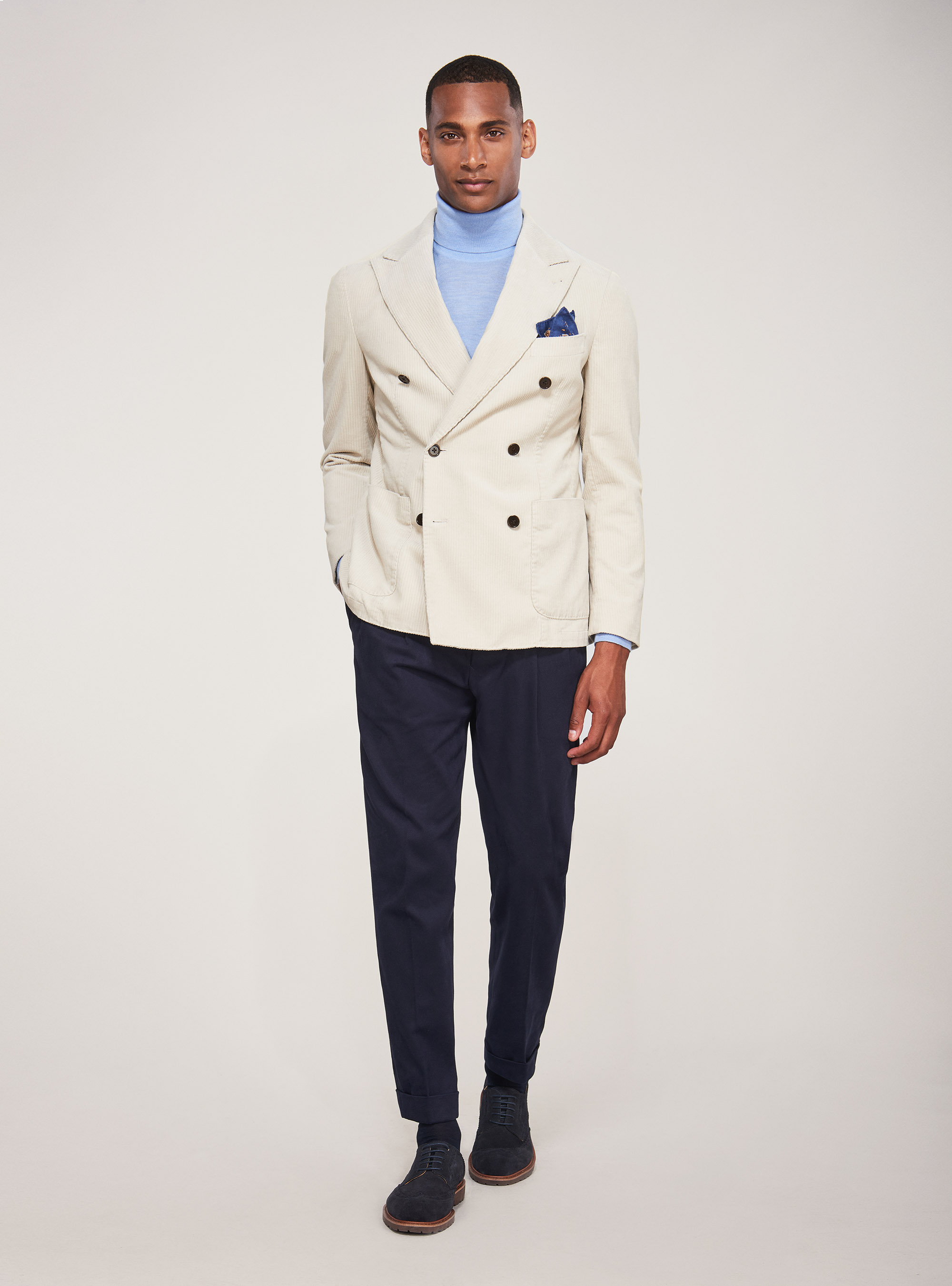 Double-breasted blazer in cotton velvet
