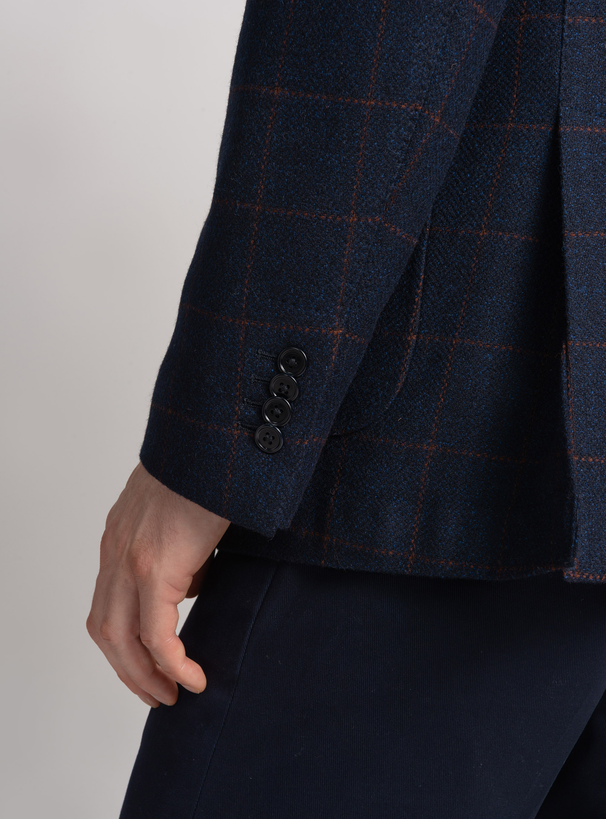 Giacca a quadri  in lana cashmere, BLU NAVY