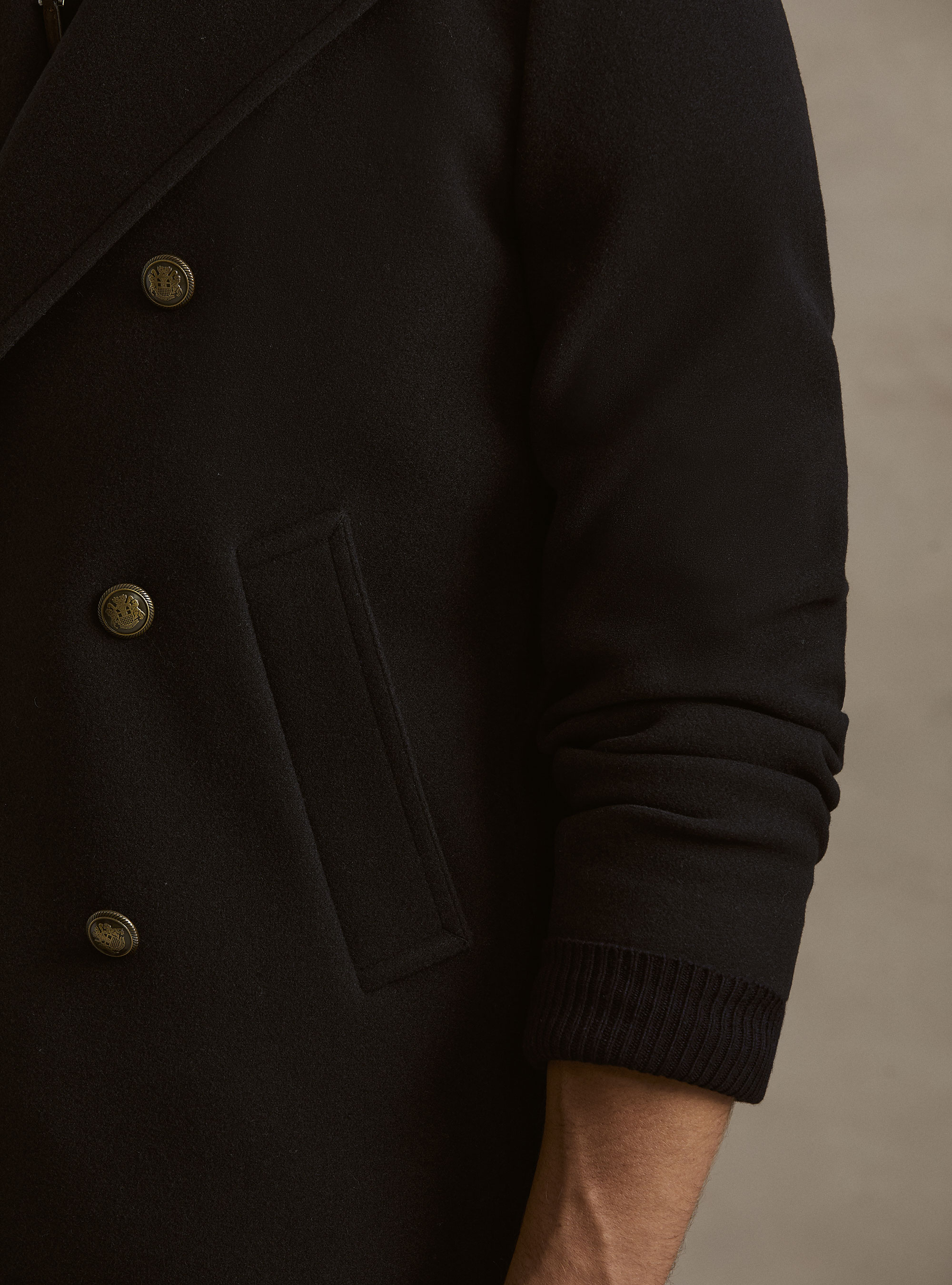 Peacoat in misto lana con bottone metallo, BLU NAVY