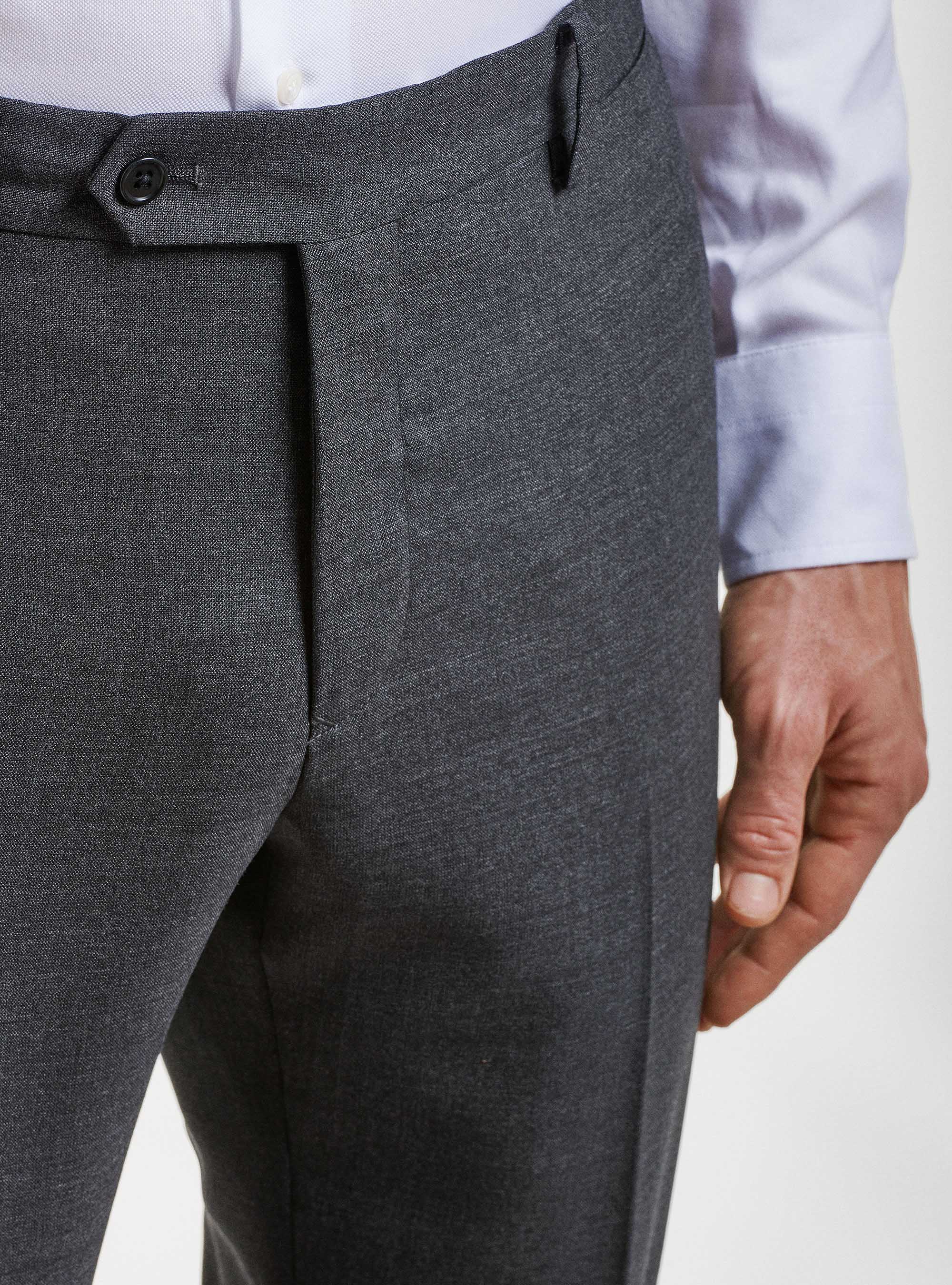 Pantaloni per abito in pura lana Vitale Barberis Canonico, ASFALTO
