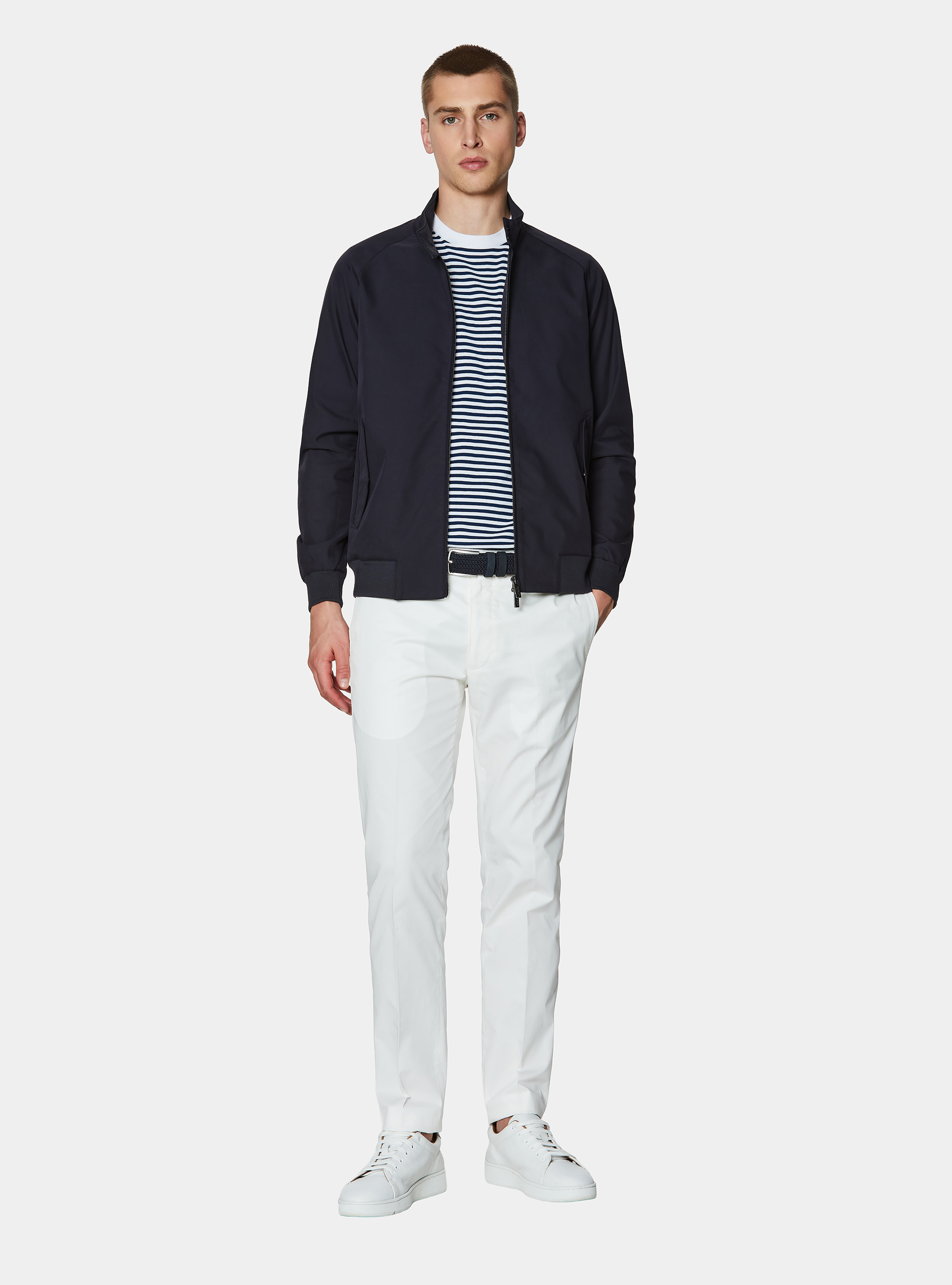 Cazadora bomber en mezcla de algod&oacute;n, AZUL MARINO