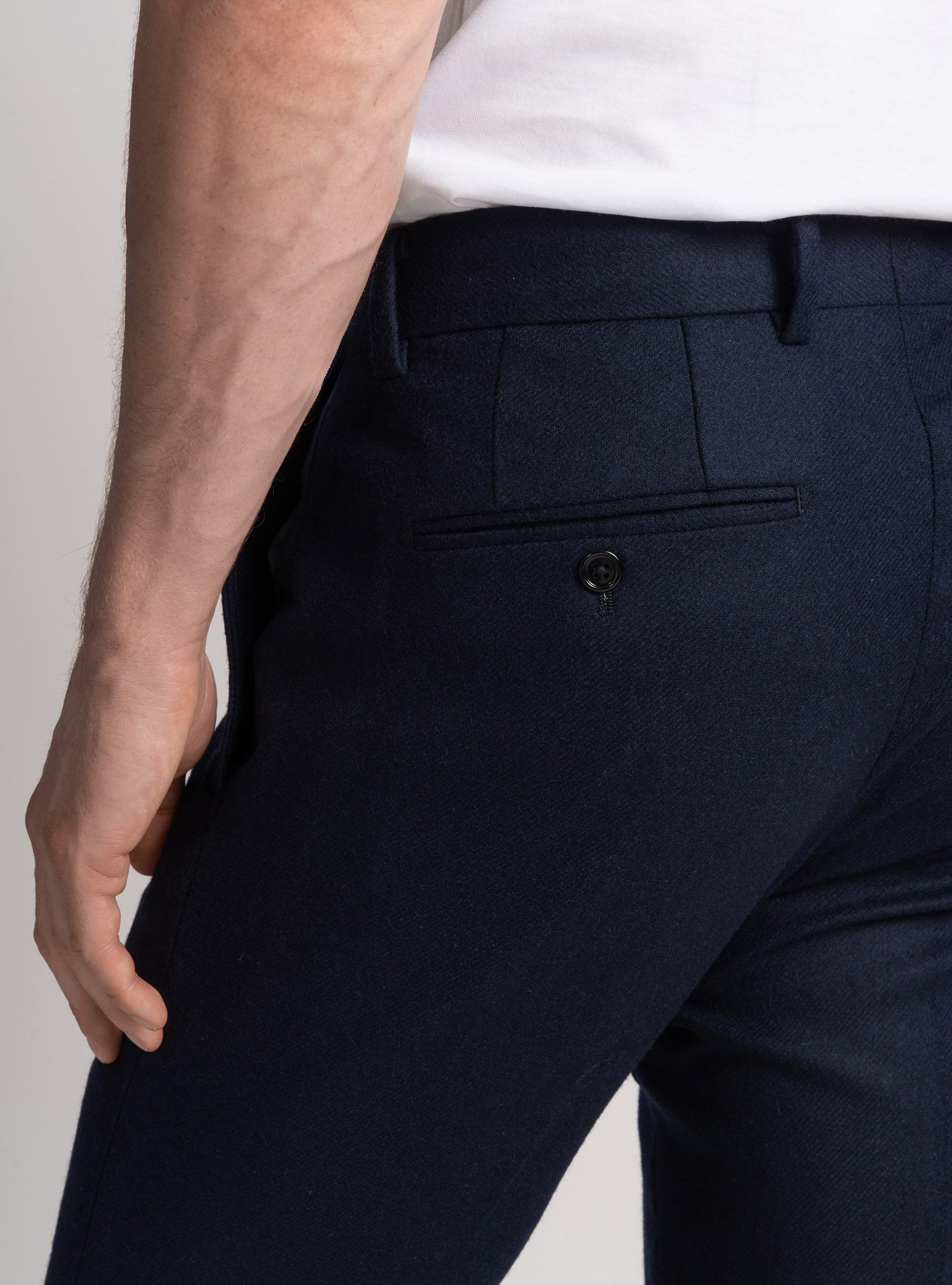 Pantaloni in flanella misto lana, BLU NAVY
