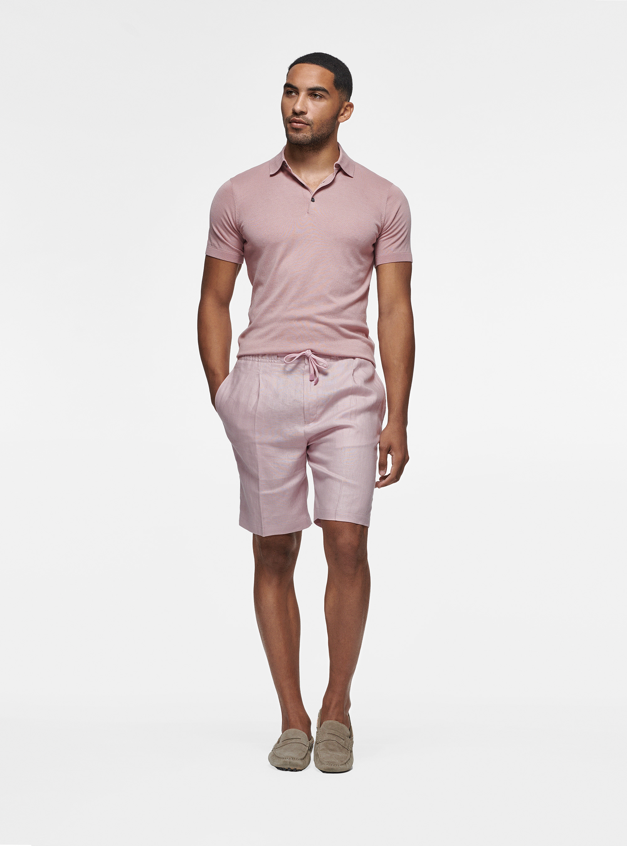 Polo in maglia seta e cotone, 0441C ROSA SCURO